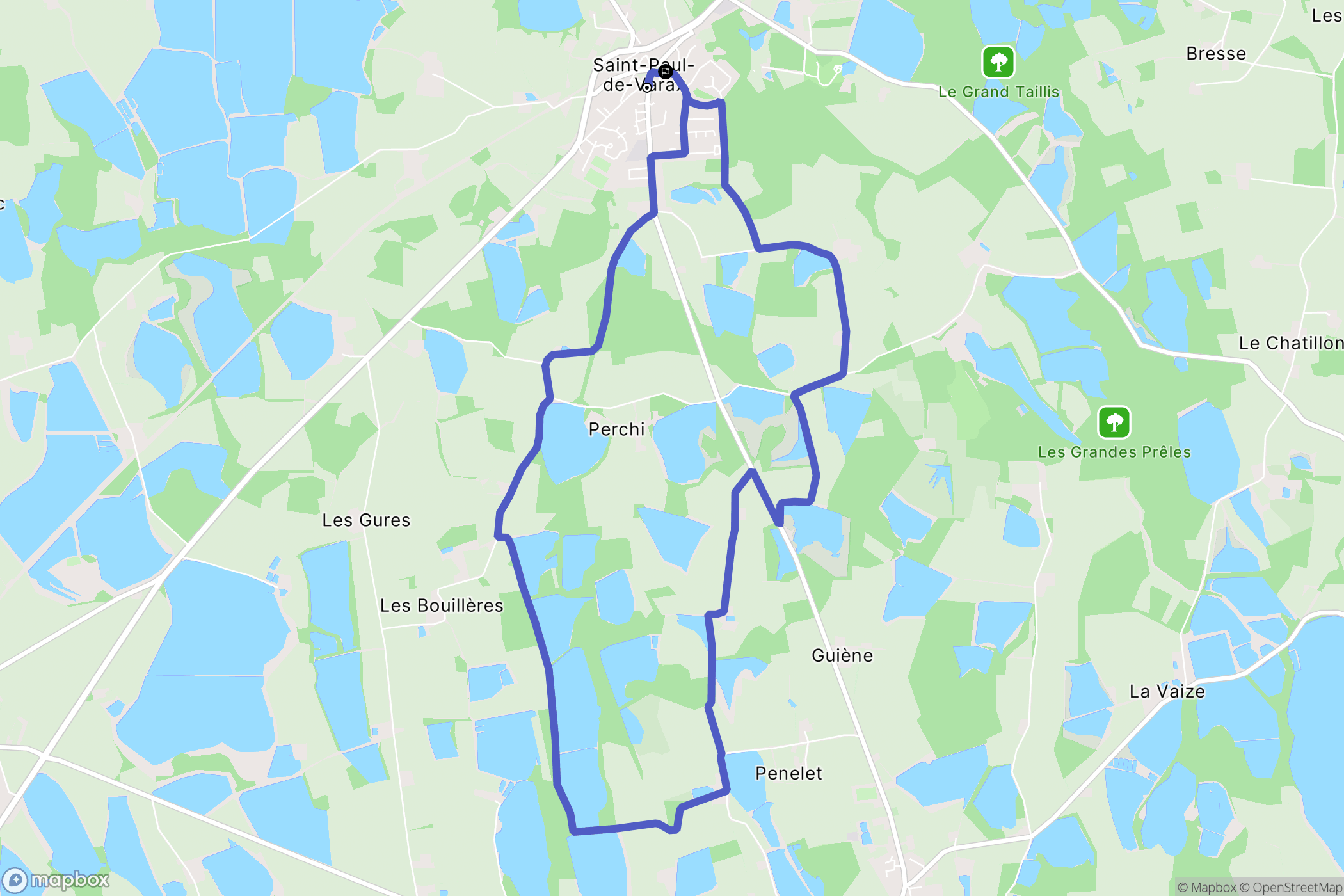 Saint-Paul-de-Varax : carte du parcours de randonnée - France