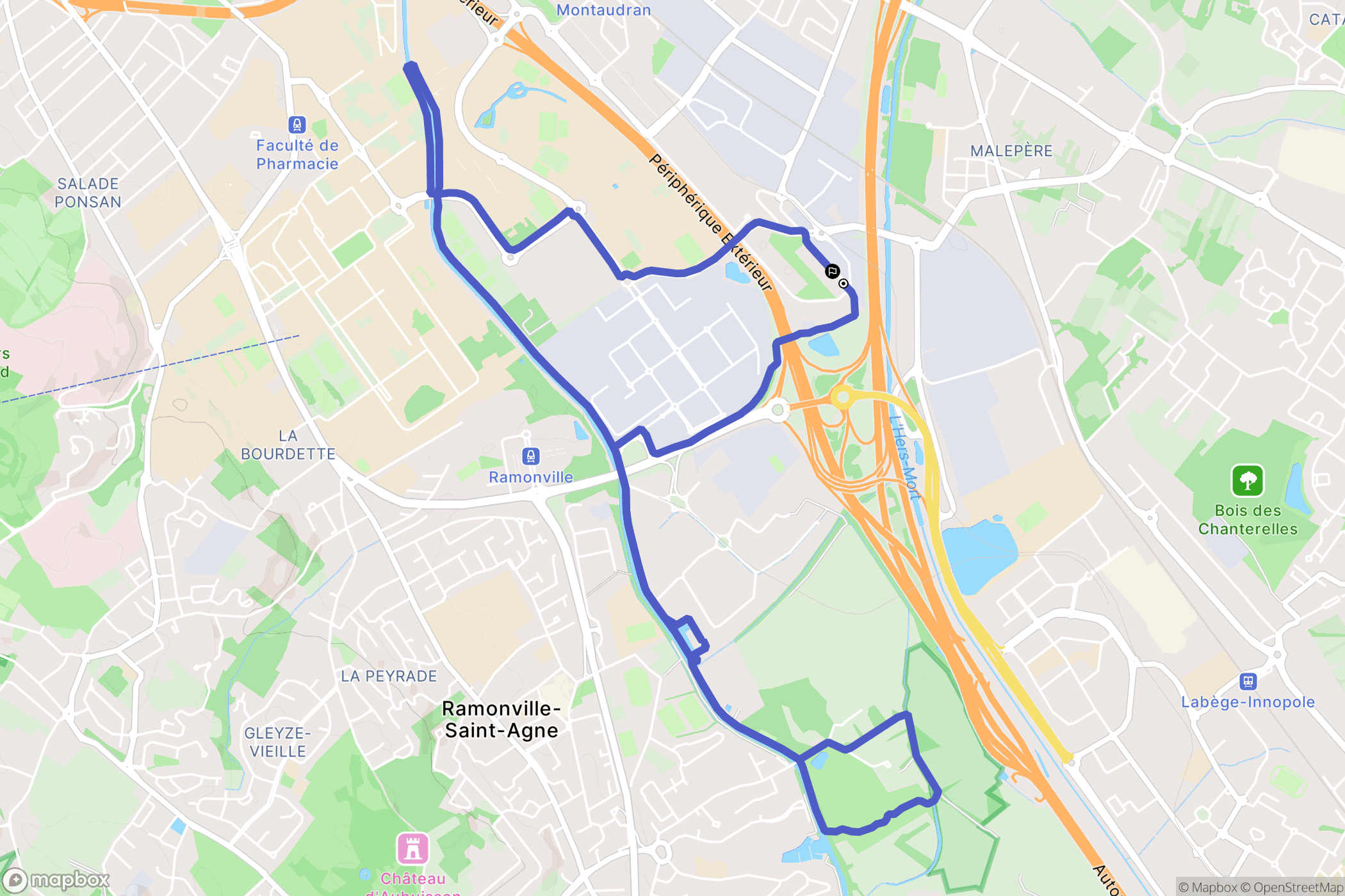 Toulouse : carte du parcours de randonnée - France