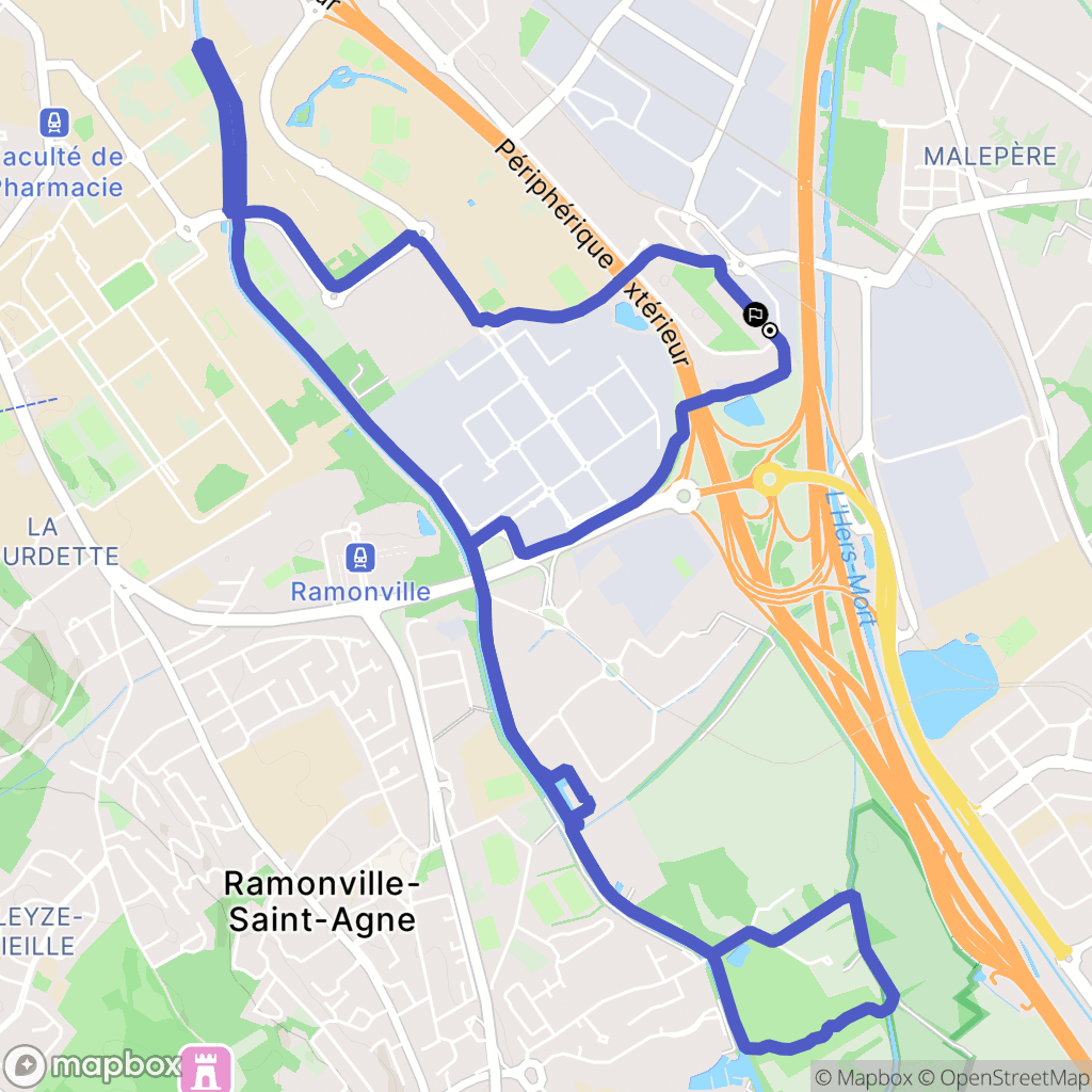 Toulouse : carte du parcours de randonnée - France