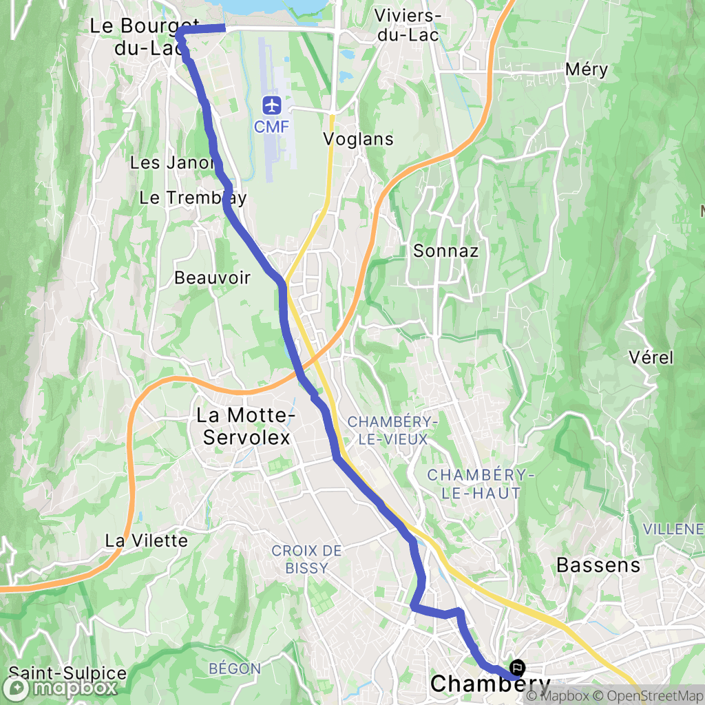 Chambéry : carte du parcours de randonnée - France