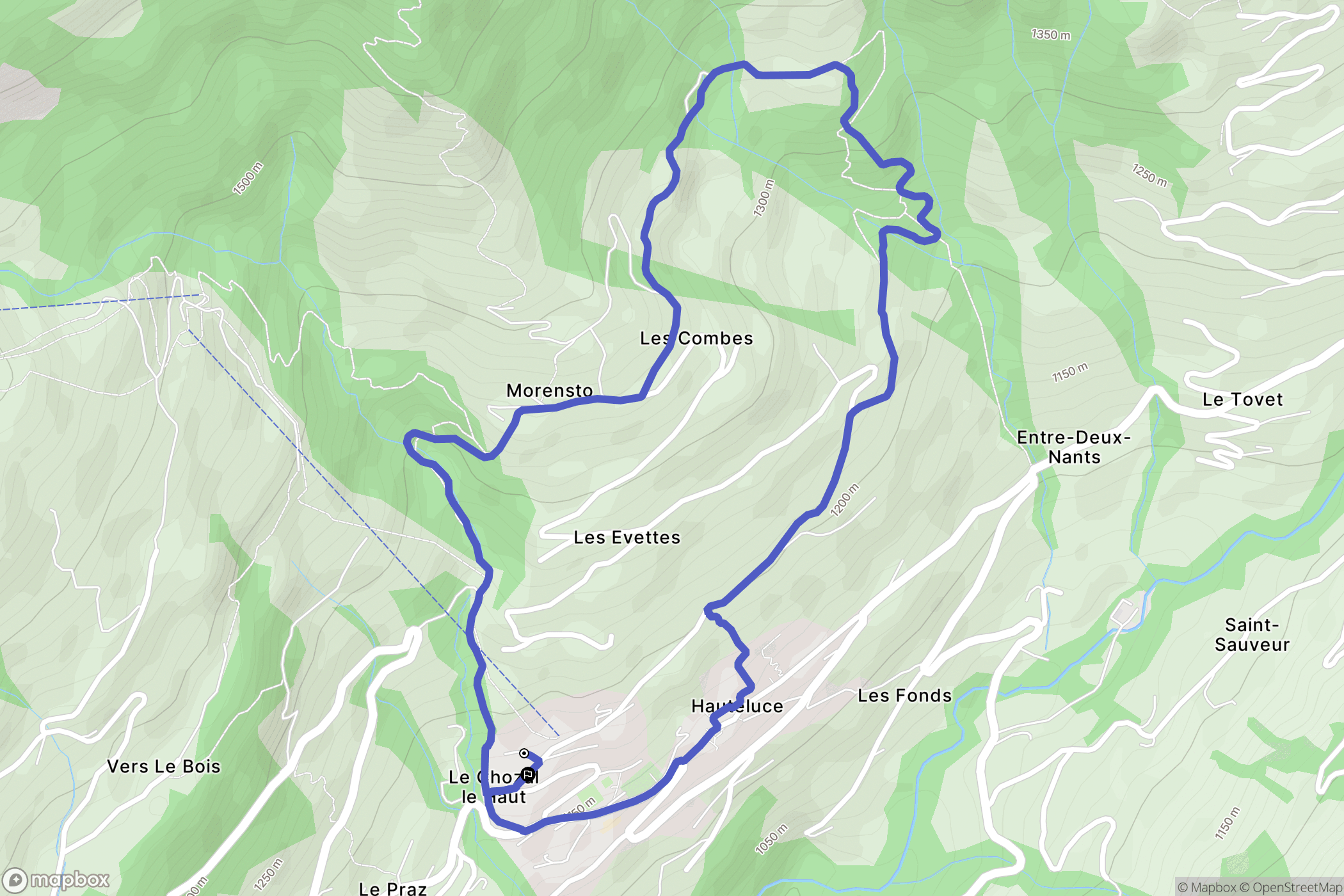 Hauteluce : carte du parcours de randonnée - France