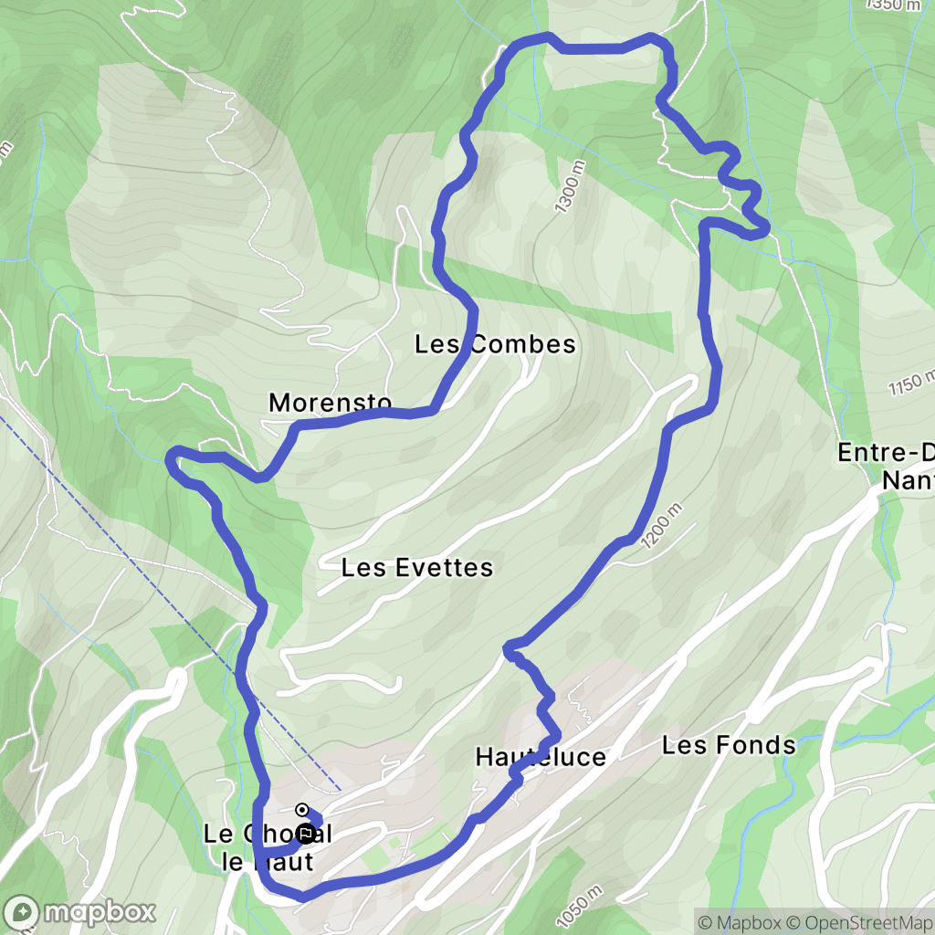 Hauteluce : carte du parcours de randonnée - France