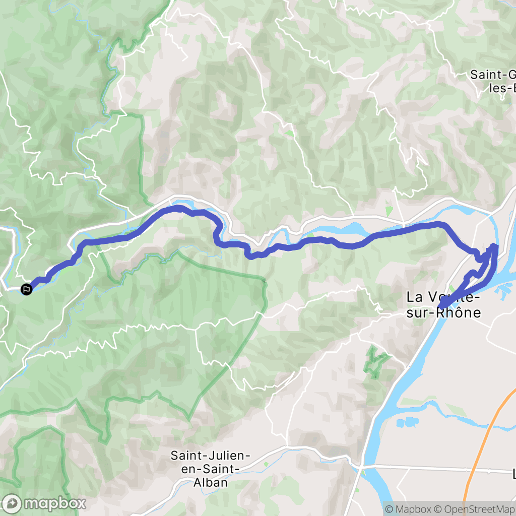 Les Ollières-sur-Eyrieux : carte du parcours de randonnée - France