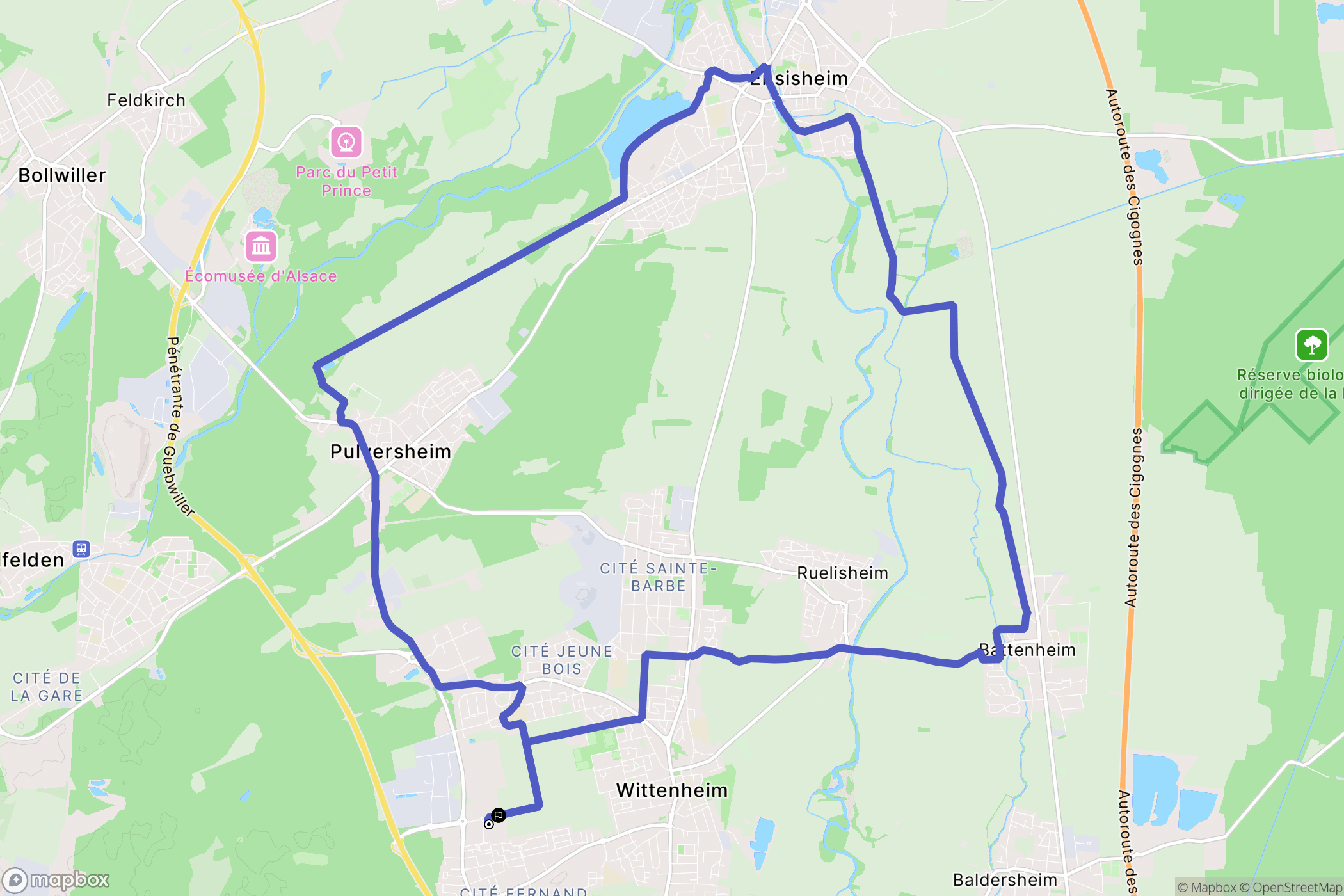 Wittenheim : carte du parcours de randonnée - France