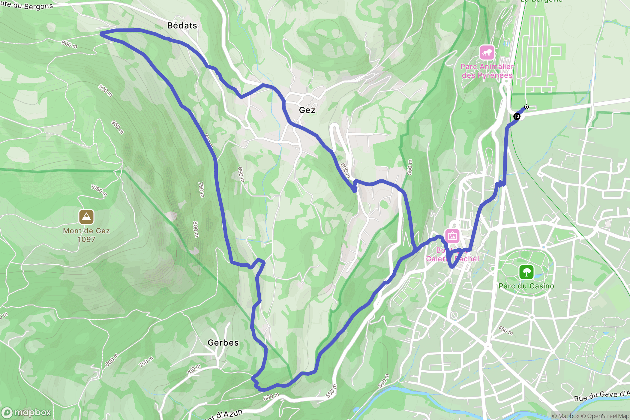 Argelès-Gazost : carte du parcours de randonnée - France
