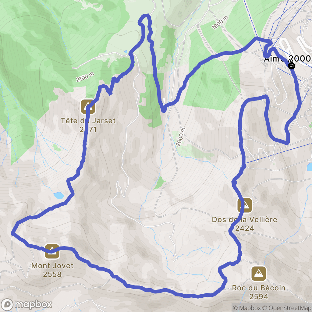 Aime-la-Plagne : carte du parcours de randonnée - France