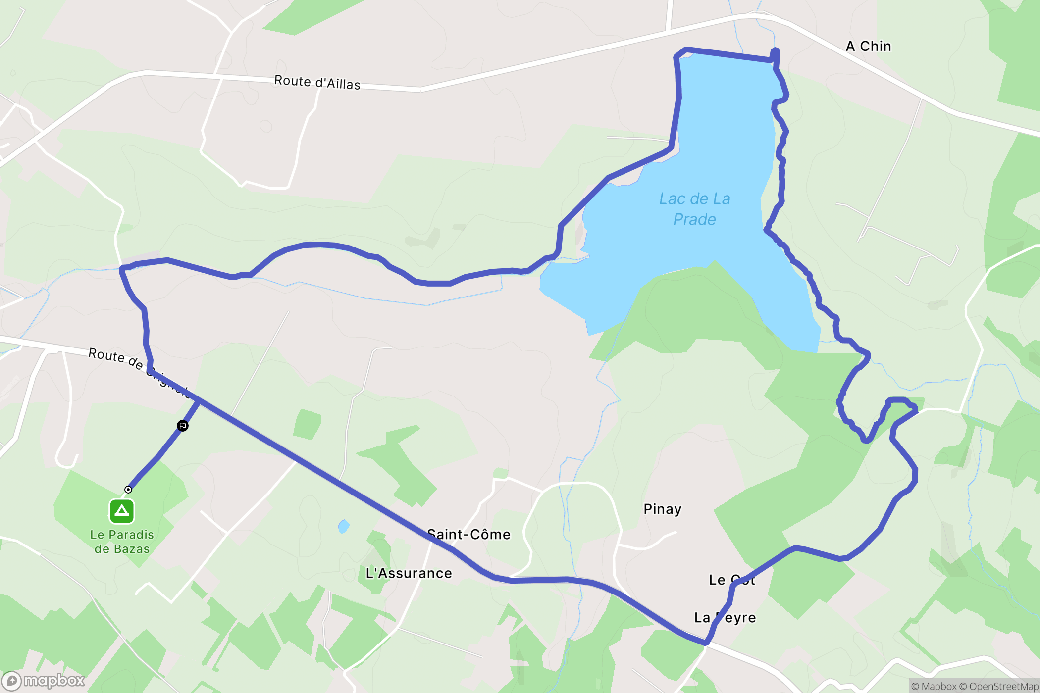 Bazas : carte du parcours de randonnée - France
