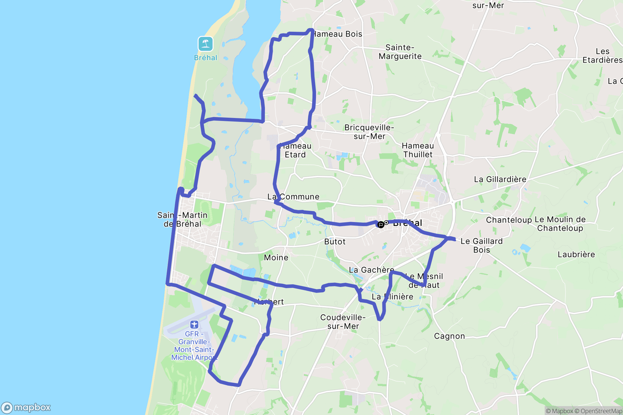 Bréhal : carte du parcours de randonnée - France