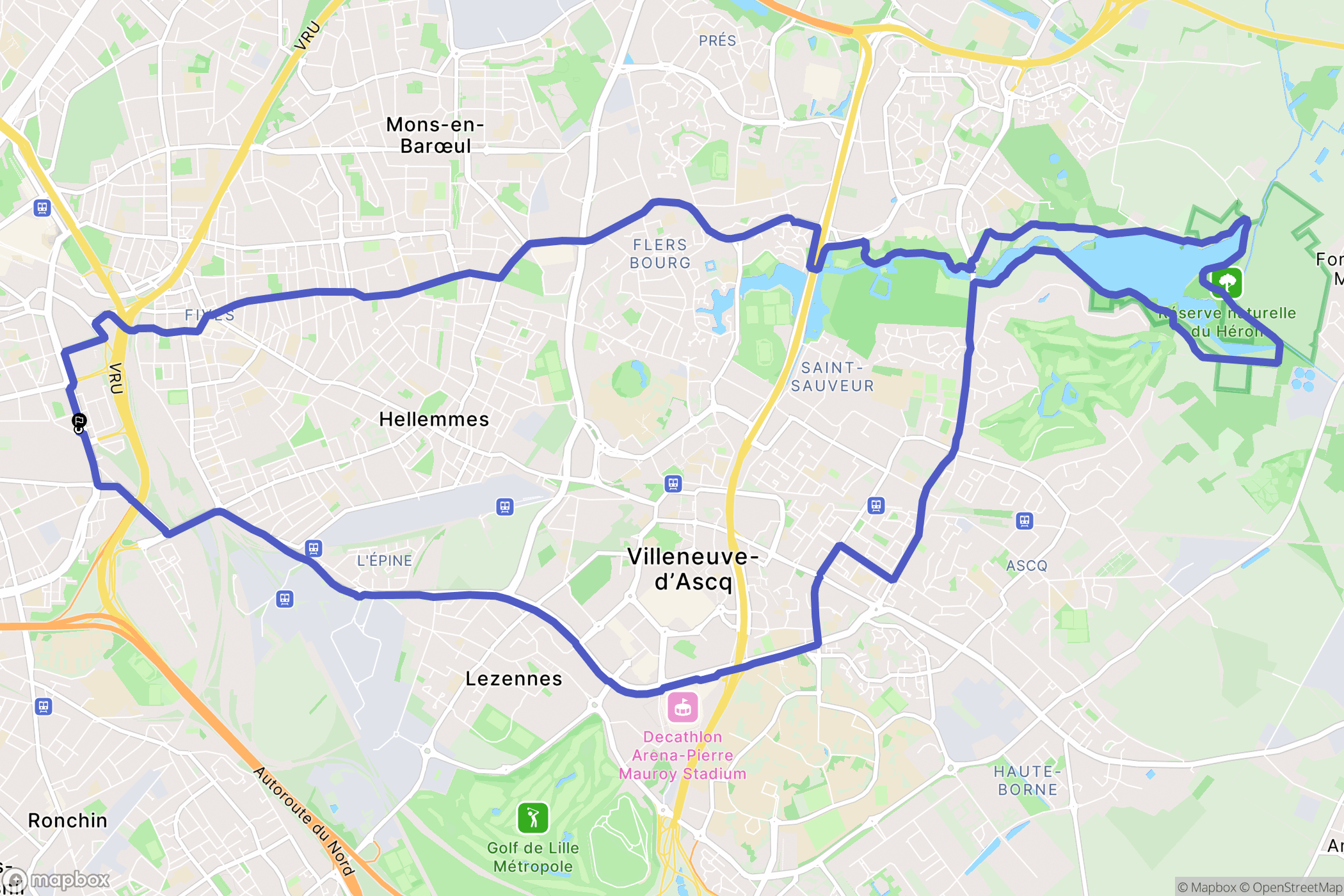 Lille : carte du parcours de randonnée - France