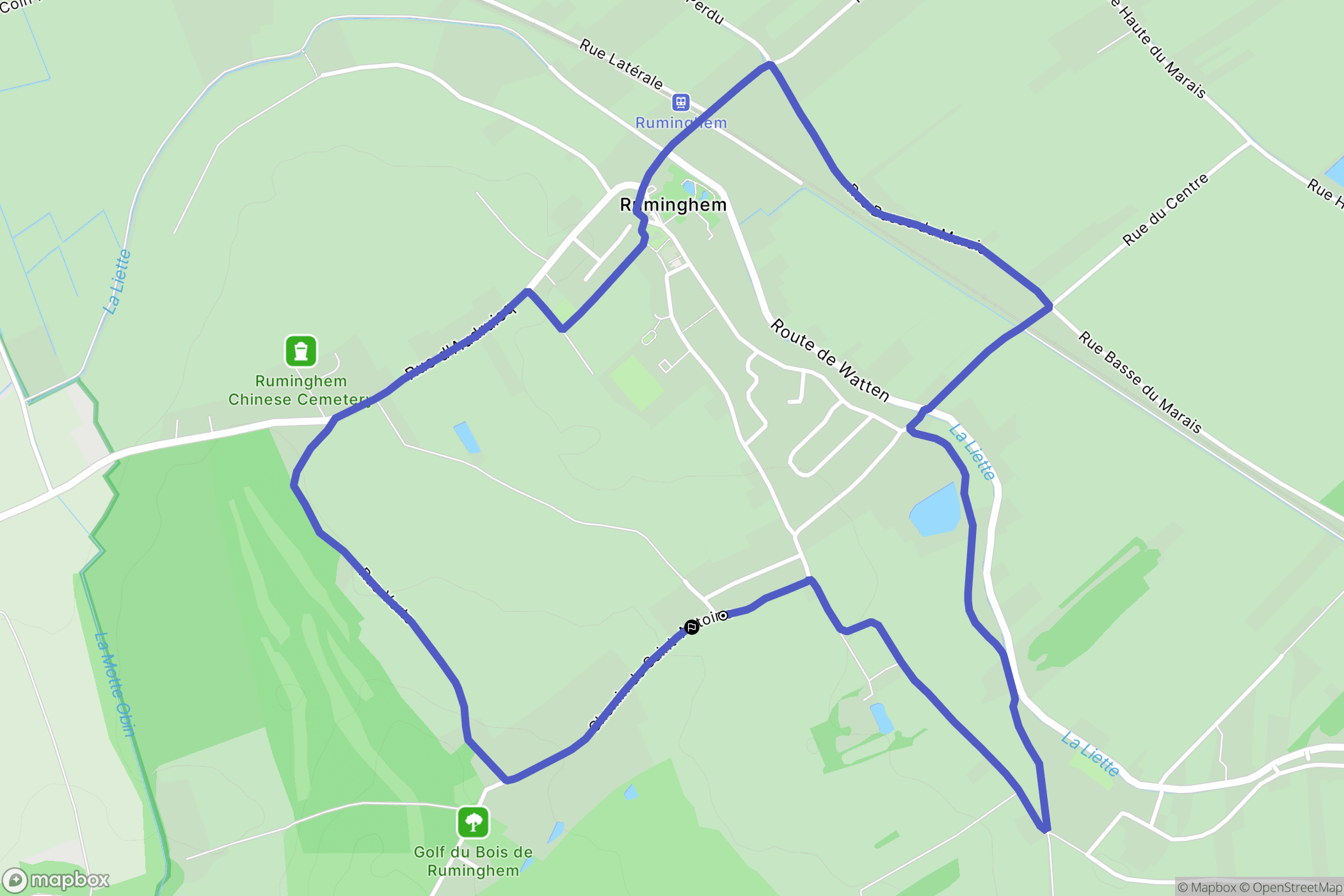 Ruminghem : carte du parcours de randonnée - France