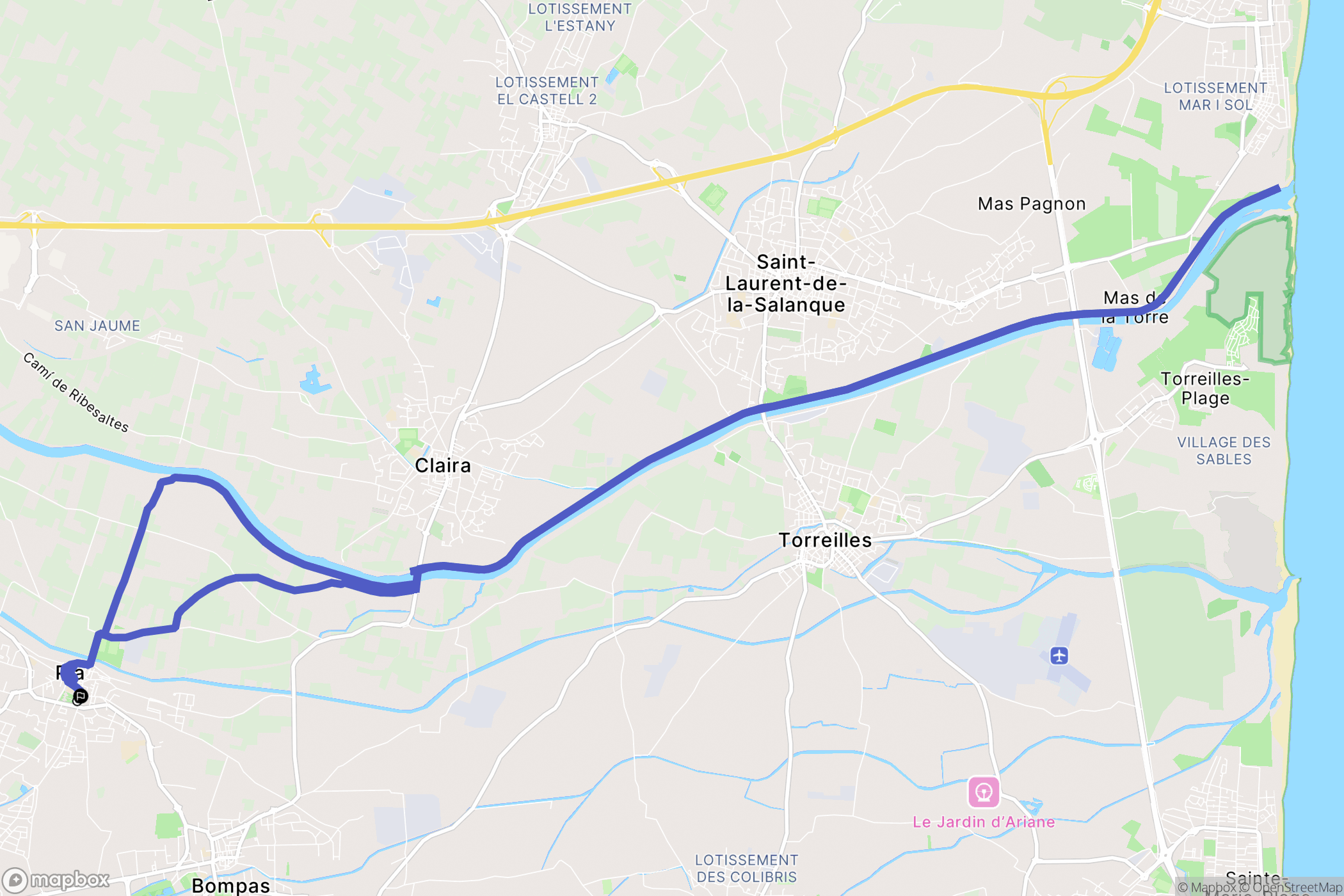 Pia : carte du parcours de randonnée - France
