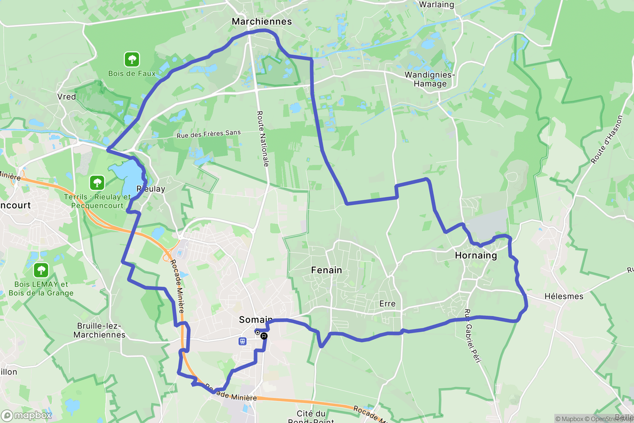 Somain : carte du parcours de randonnée - France