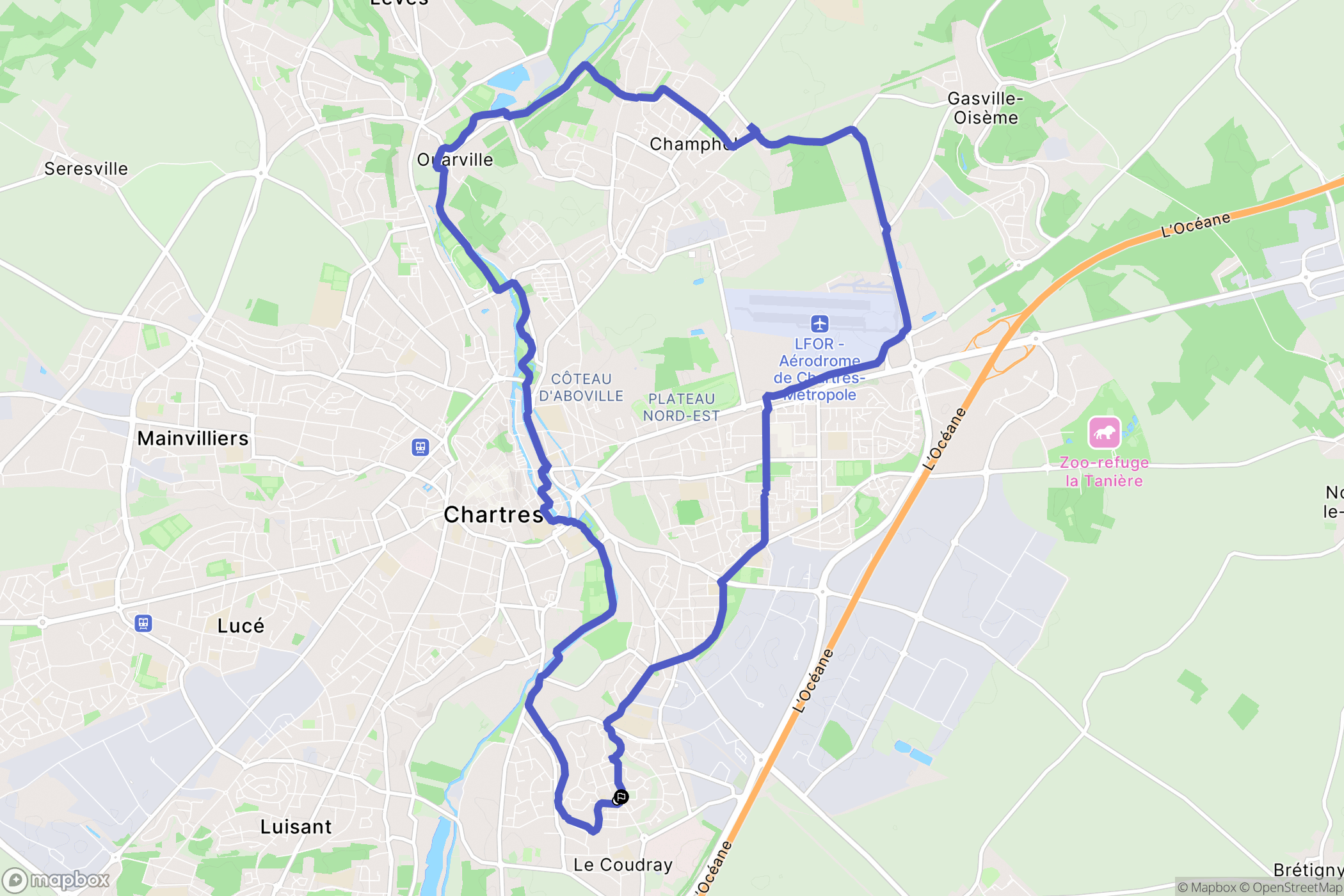 Le Coudray : carte du parcours de randonnée - France