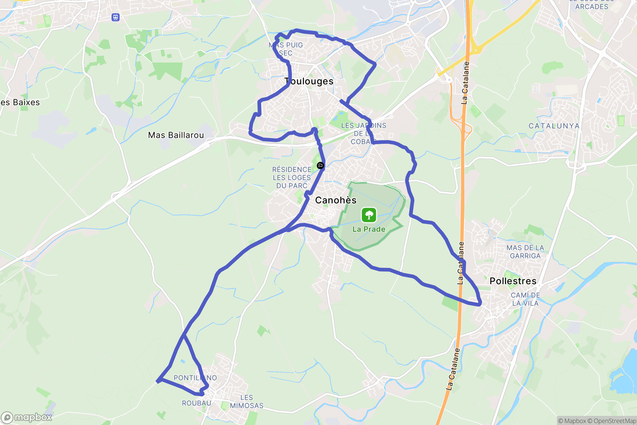 Canohès : carte du parcours de randonnée - France