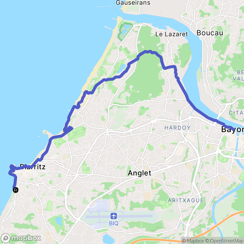 Biarritz : carte du parcours de randonnée - France