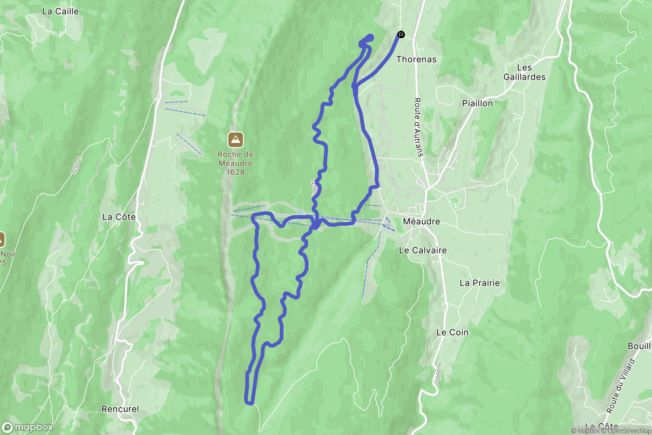 Autrans-Méaudre en Vercors : carte du parcours de randonnée - France