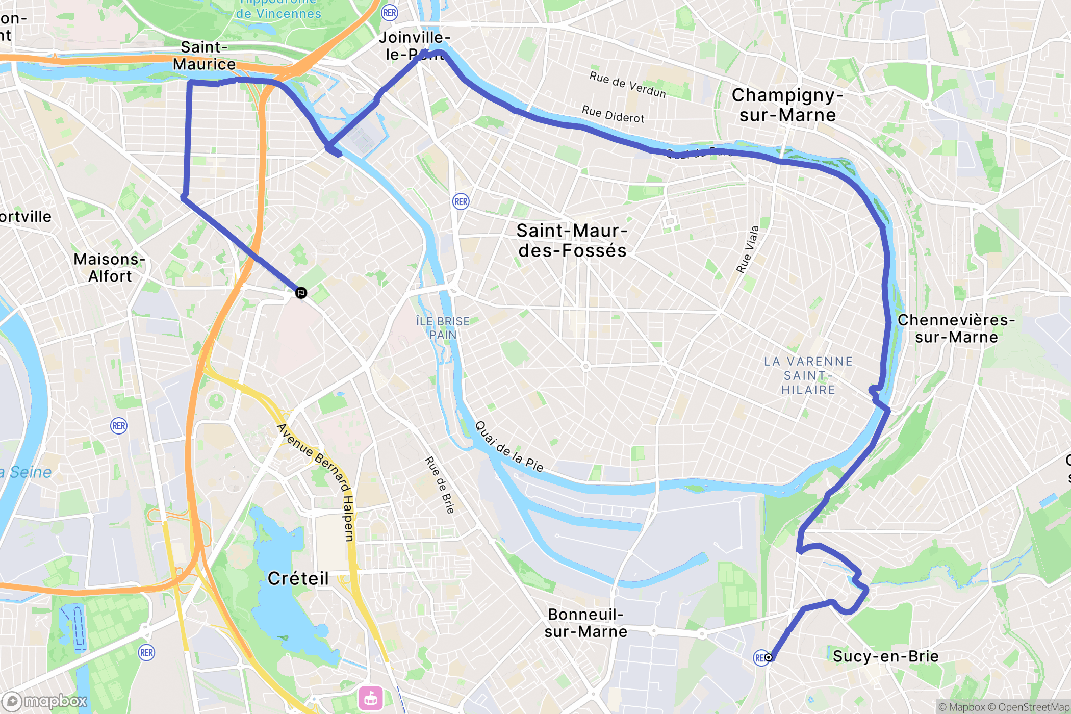 Sucy-en-Brie : carte du parcours de randonnée - France