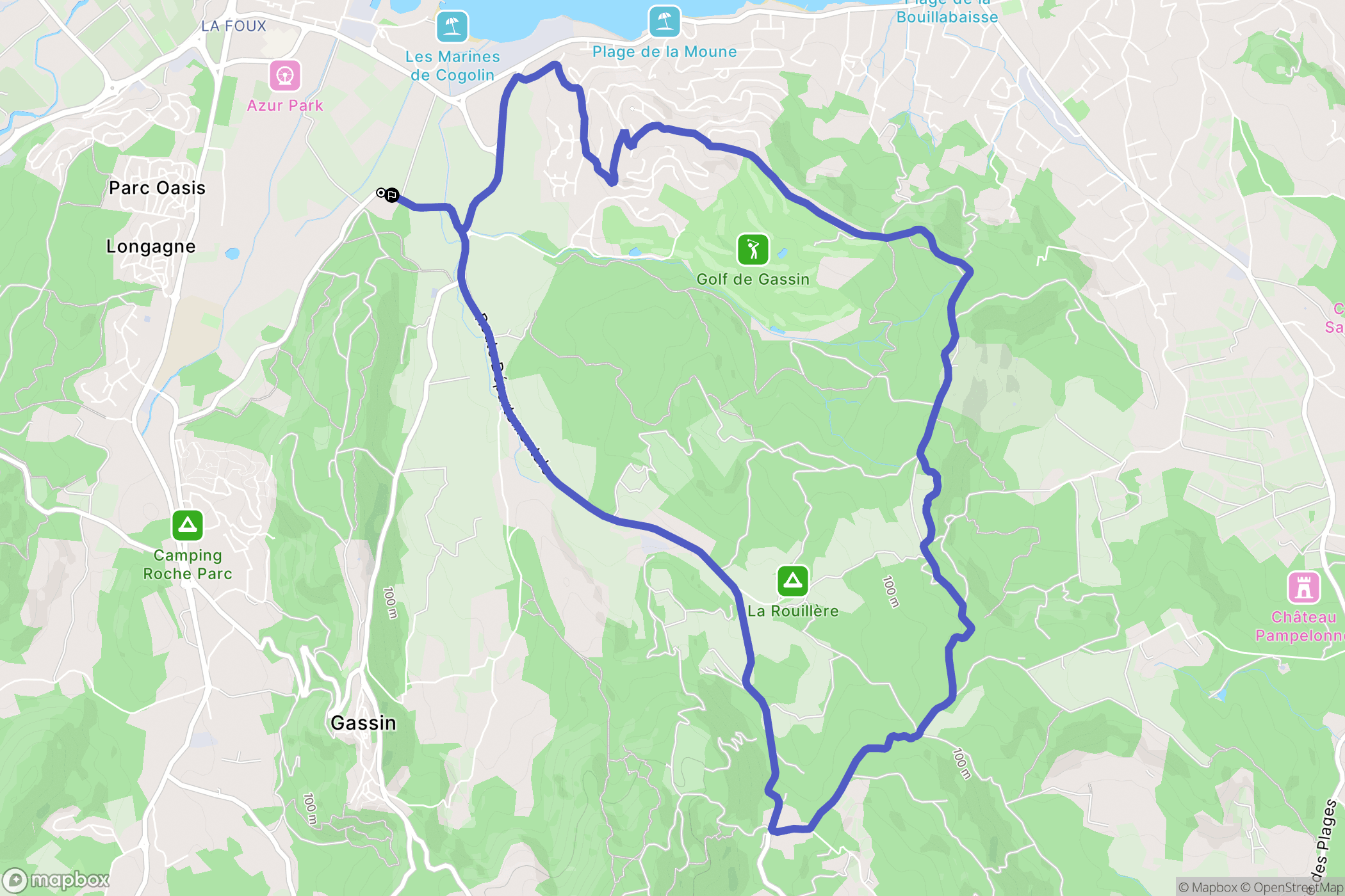 Gassin : carte du parcours de randonnée - France