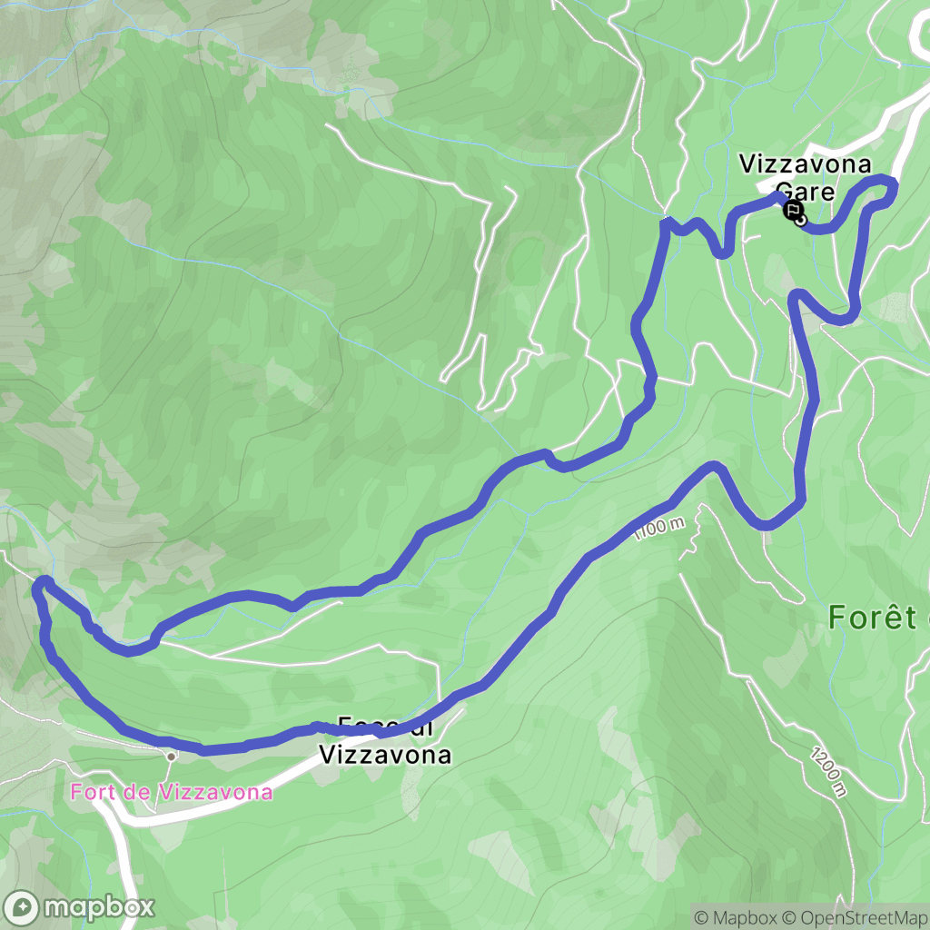 Vivario : carte du parcours de randonnée - France