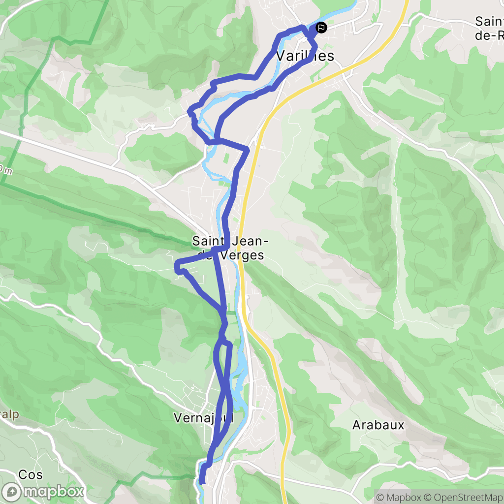 Varilhes : carte du parcours de randonnée - France