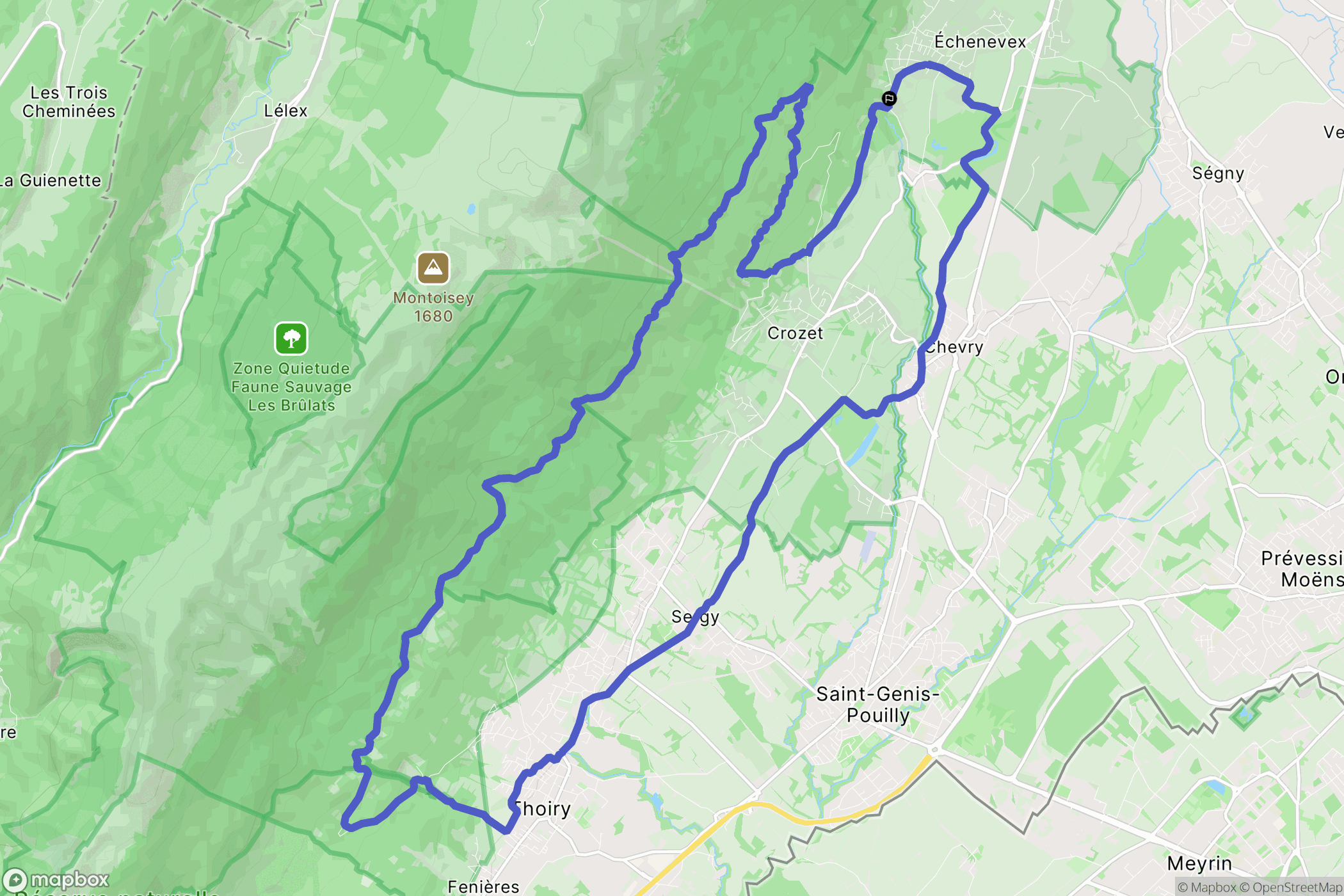 Échenevex : carte du parcours de randonnée - France