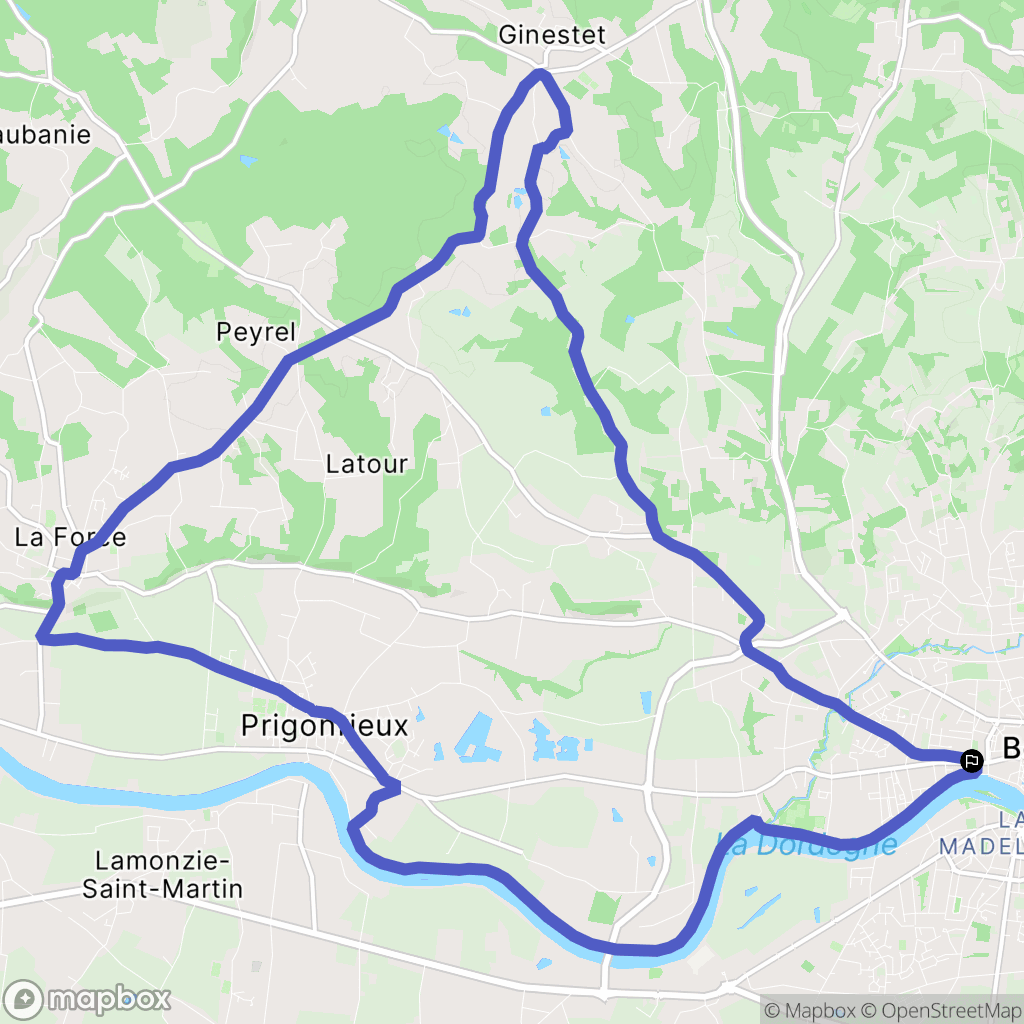 Bergerac : carte du parcours de randonnée - France