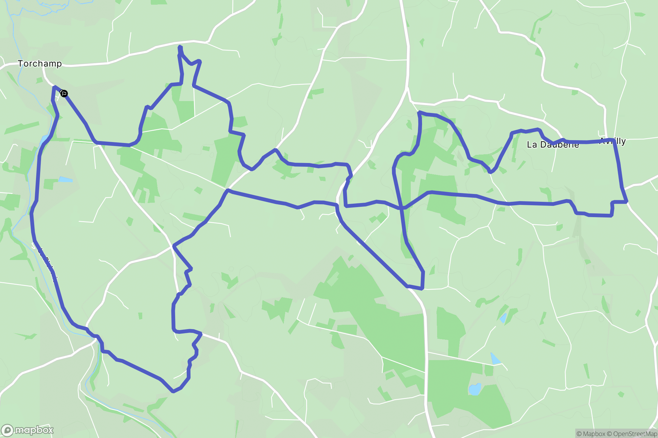 Torchamp : carte du parcours de randonnée - France