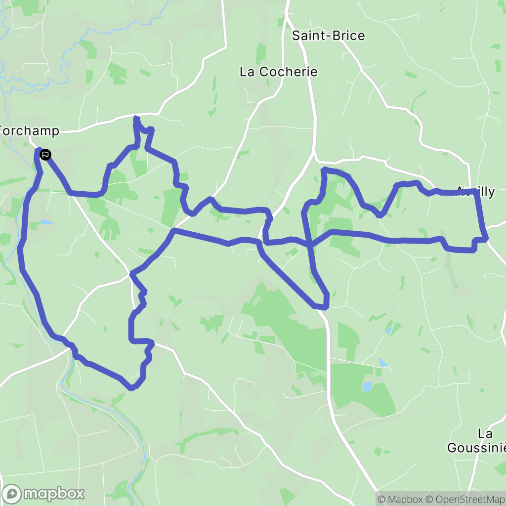 Torchamp : carte du parcours de randonnée - France