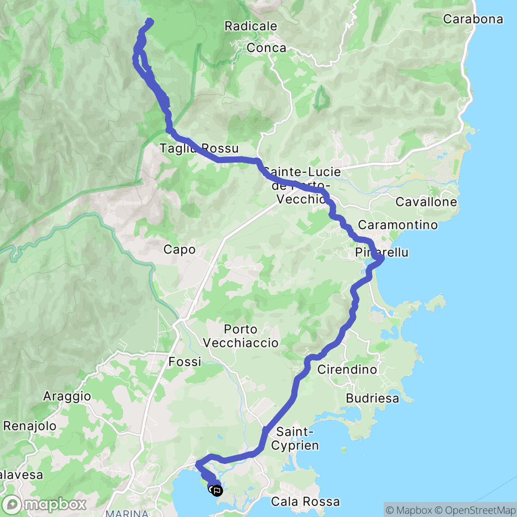 Lecci : carte du parcours de randonnée - France