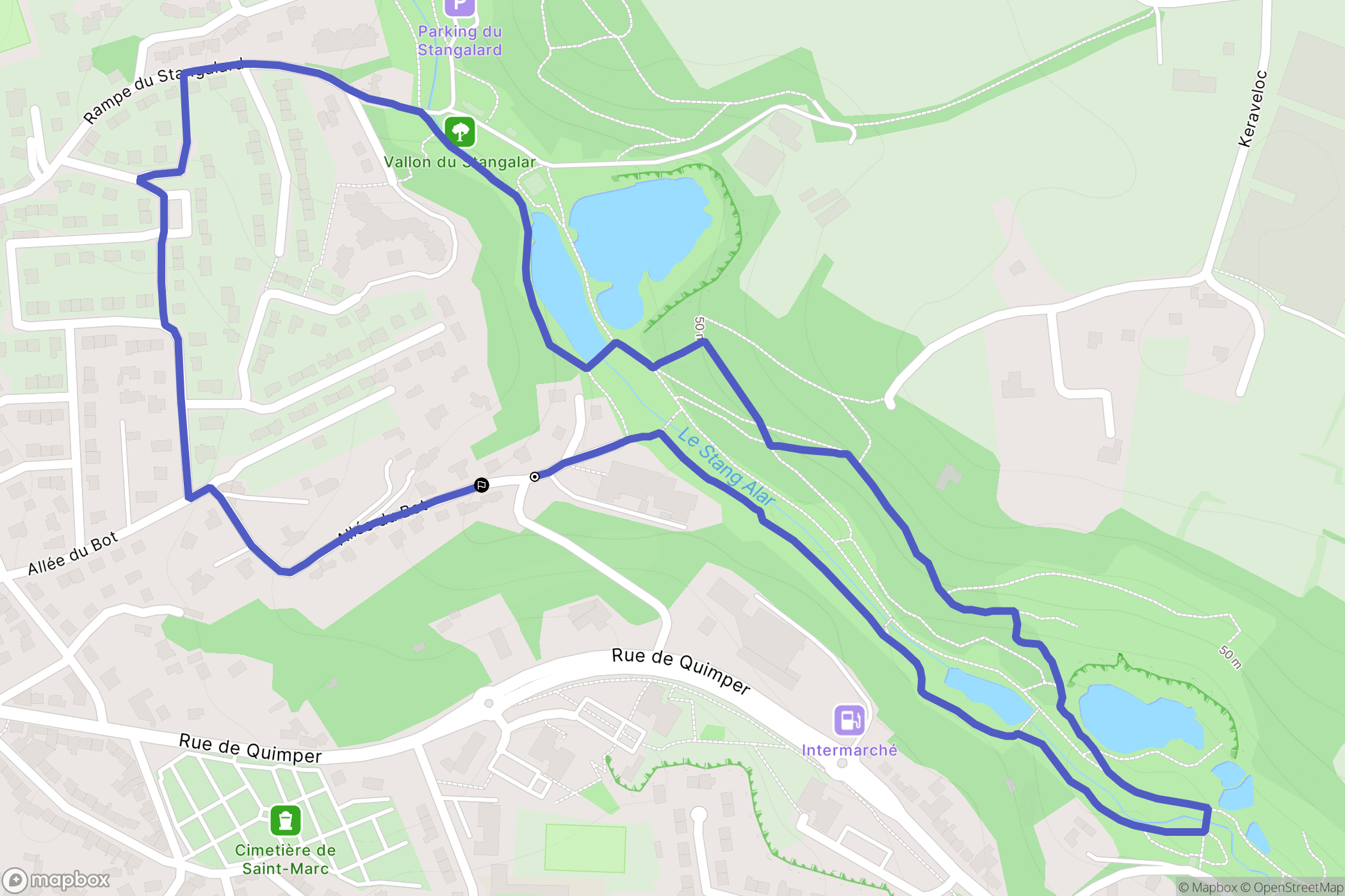Brest : carte du parcours de randonnée - France