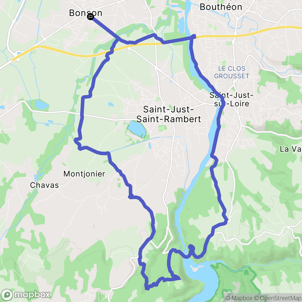 Bonson : carte du parcours de randonnée - France