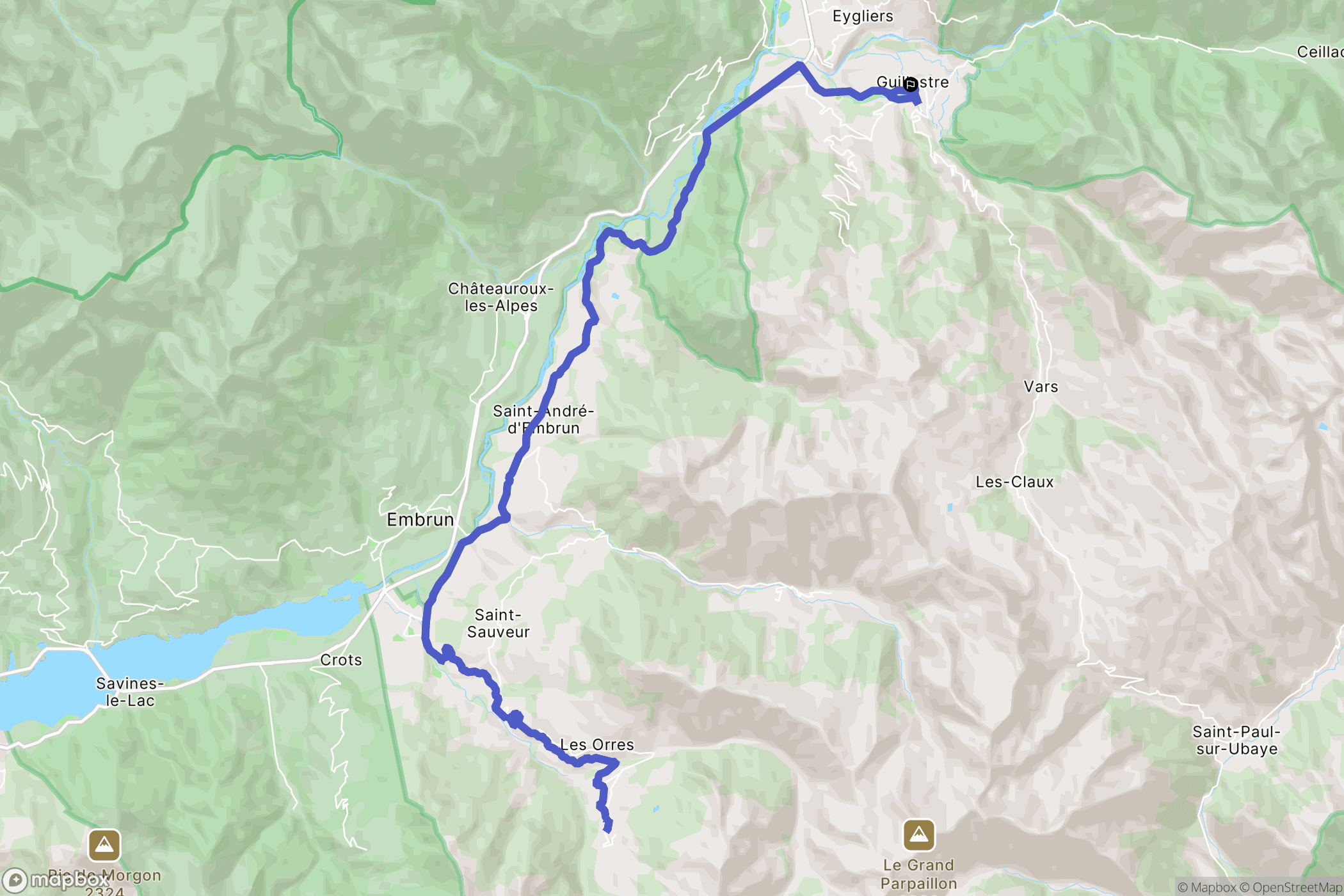 Guillestre : carte du parcours de randonnée - France