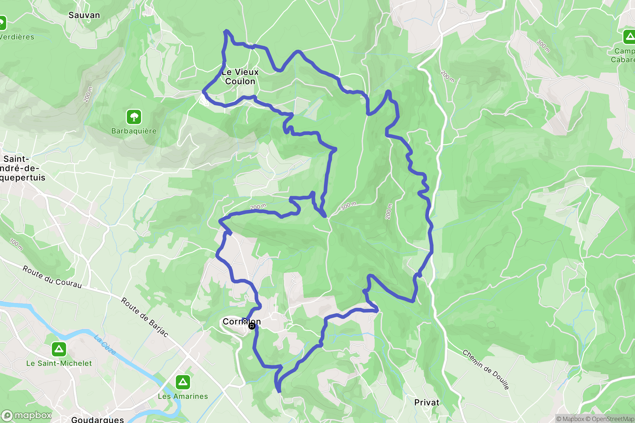 Cornillon : carte du parcours de randonnée - France