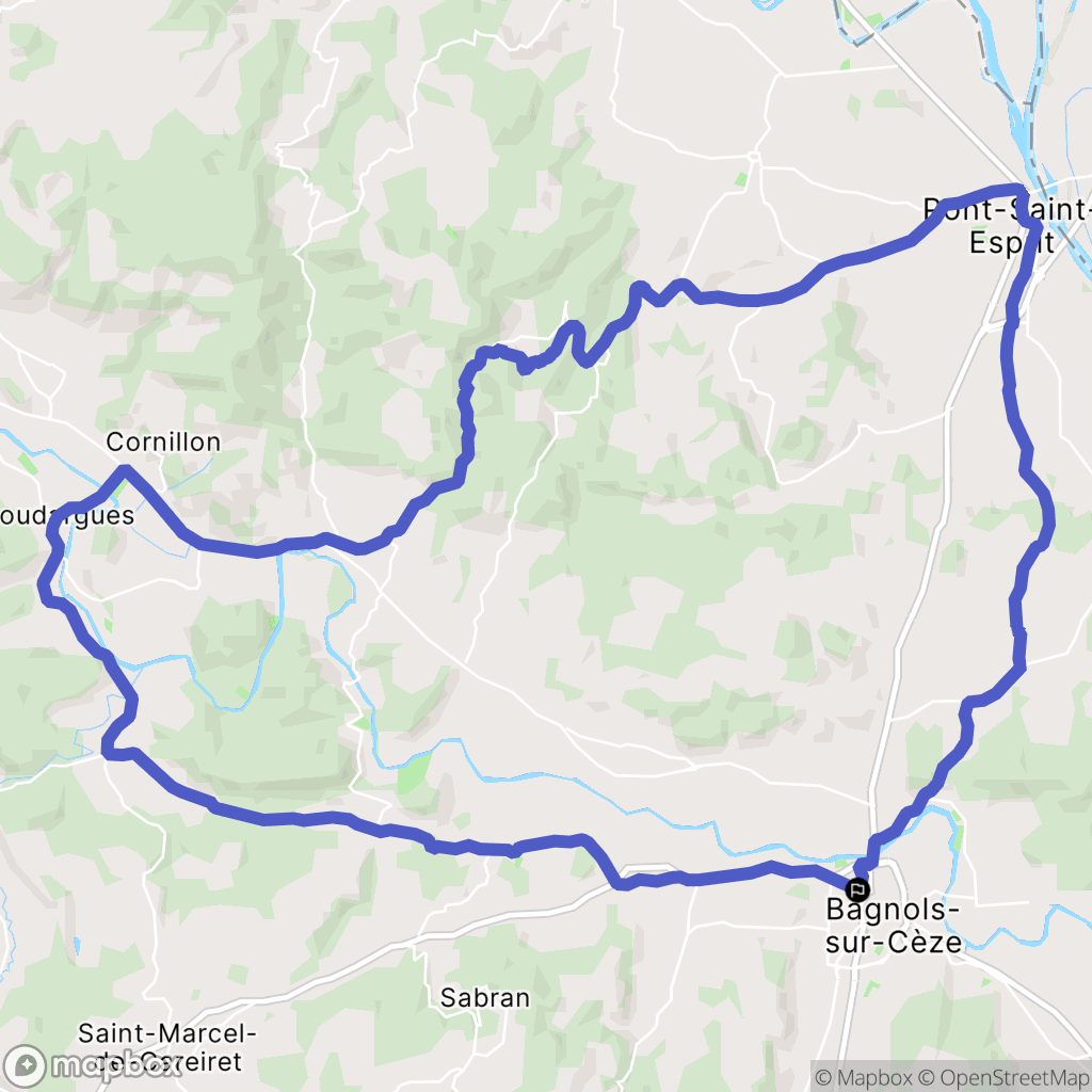 Bagnols-sur-Cèze : carte du parcours de randonnée - France