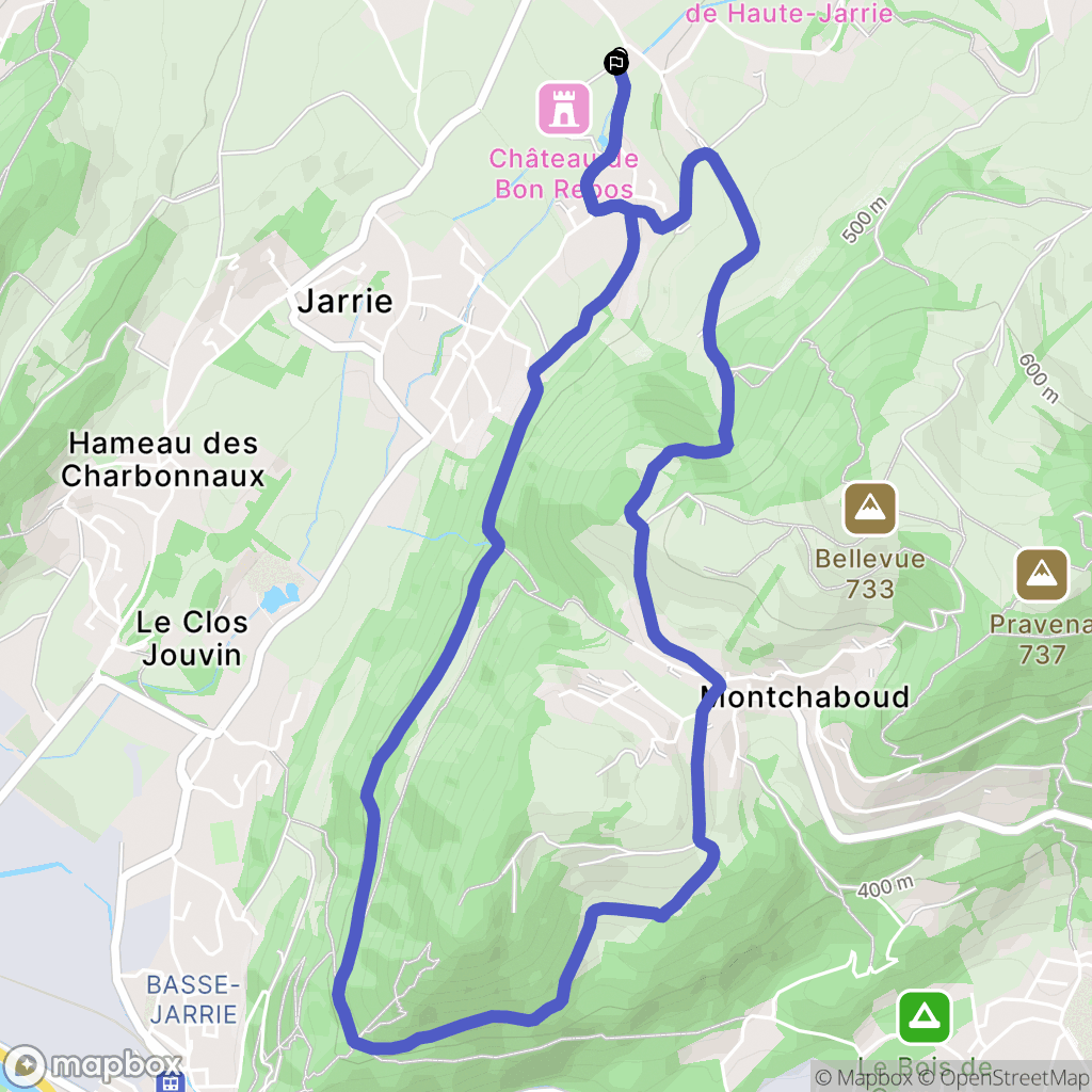 Jarrie : carte du parcours de randonnée - France