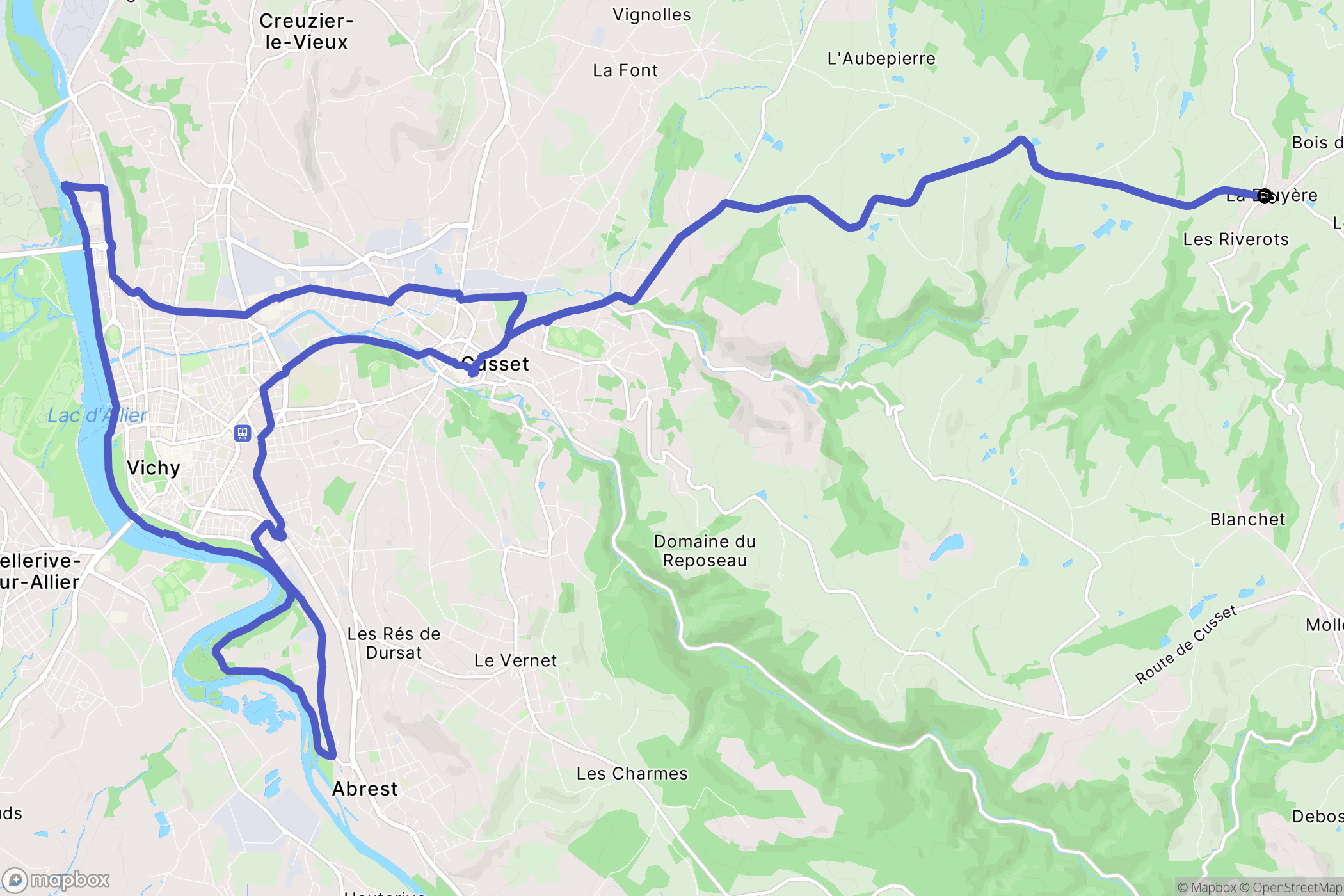Saint-Christophe-en-Bourbonnais : carte du parcours de randonnée - France