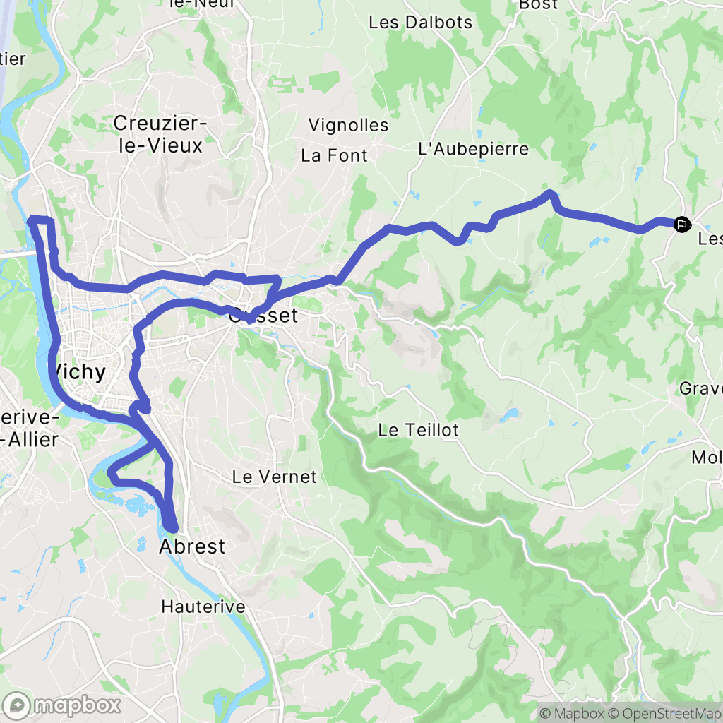 Saint-Christophe-en-Bourbonnais : carte du parcours de randonnée - France