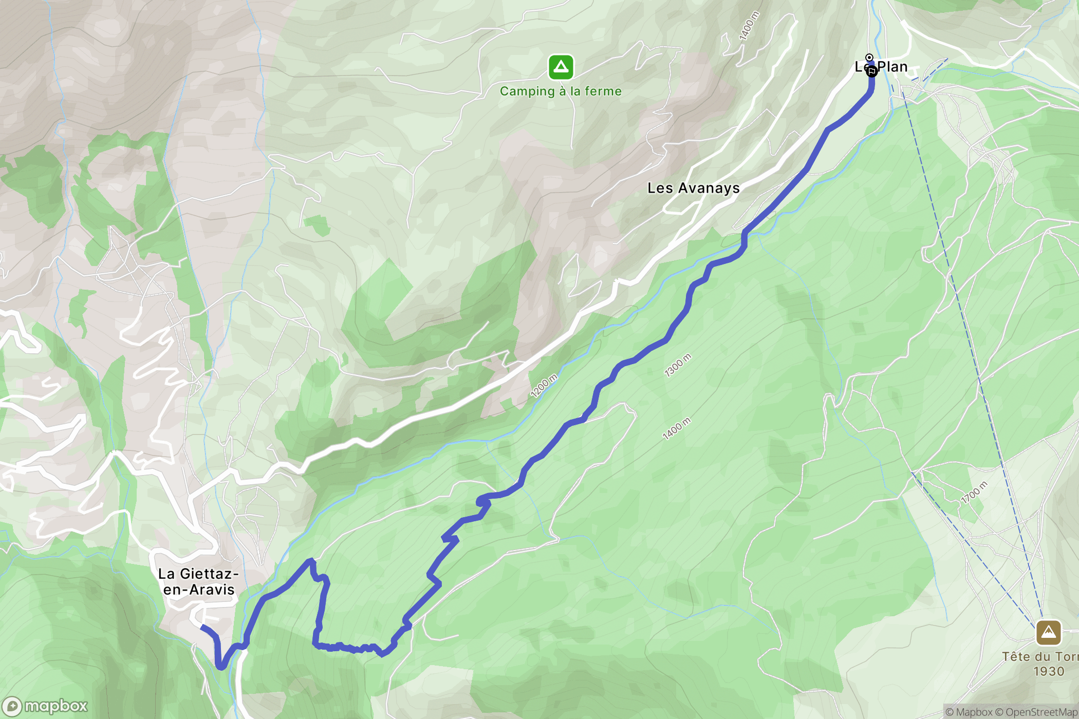 La Giettaz : carte du parcours de randonnée - France