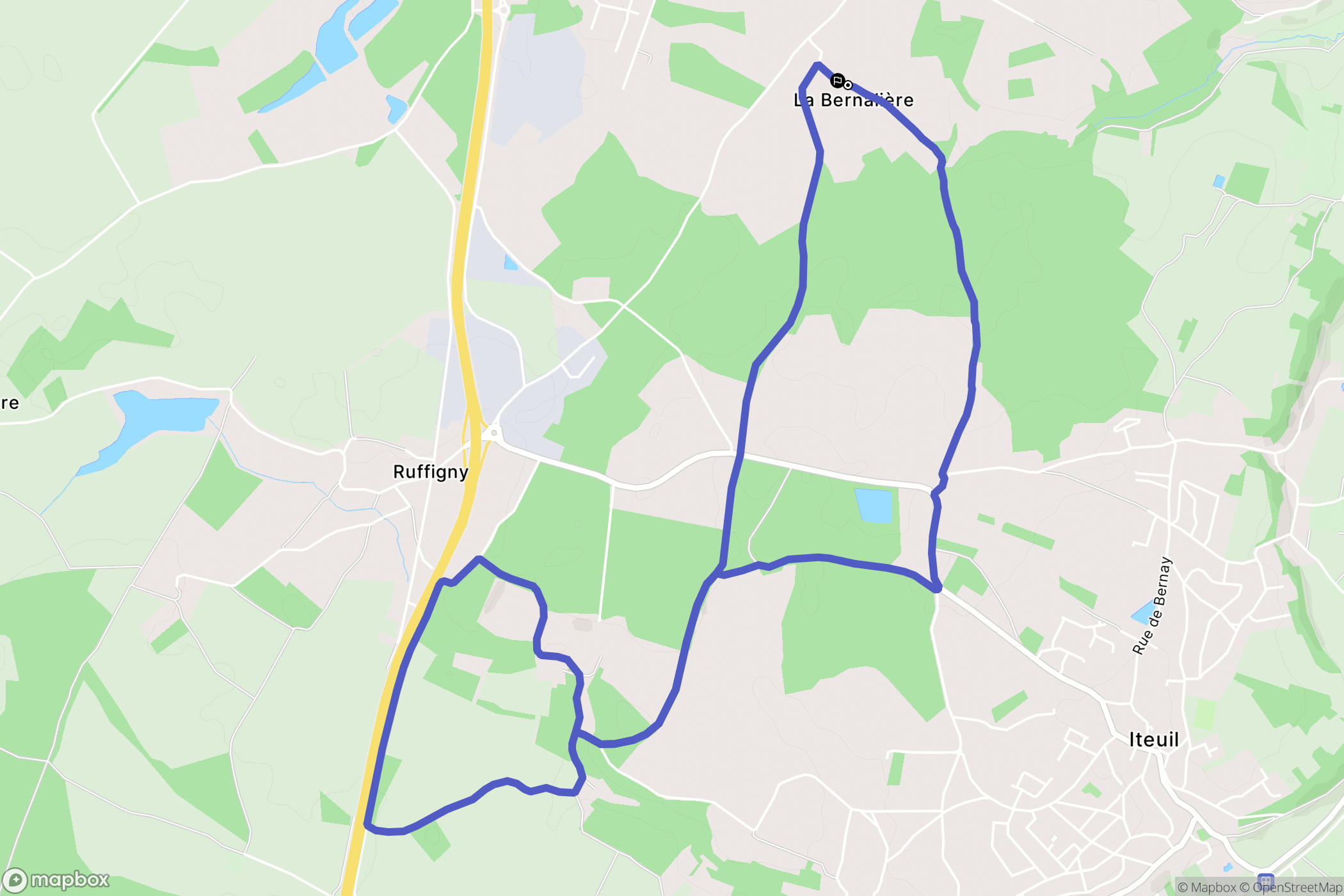 Ligugé : carte du parcours de randonnée - France