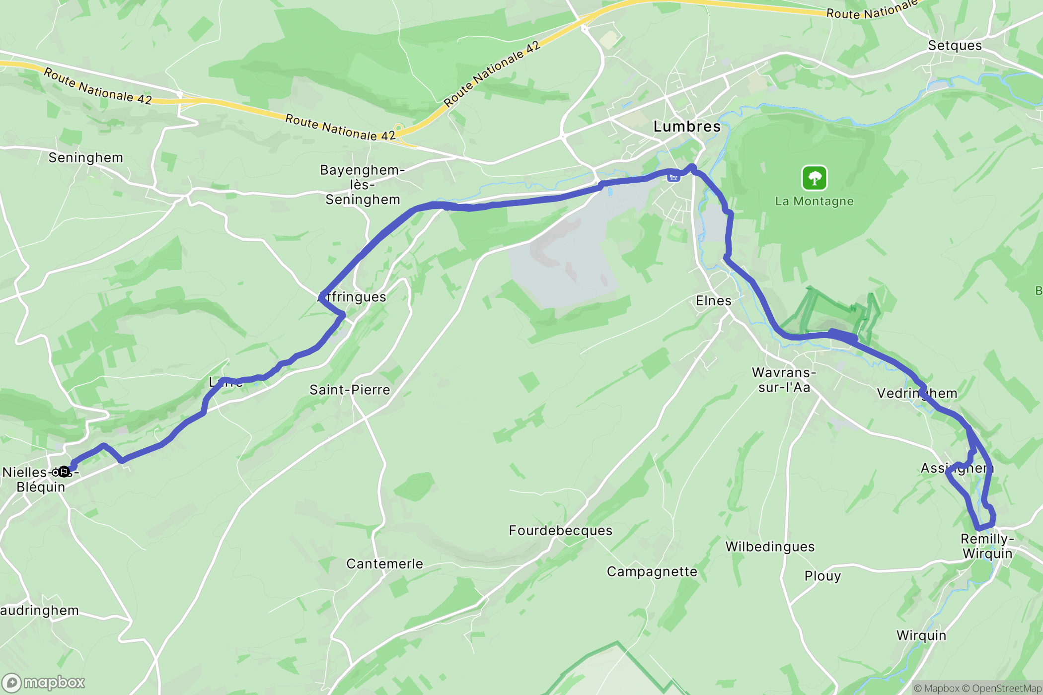 Nielles-lès-Bléquin : carte du parcours de randonnée - France
