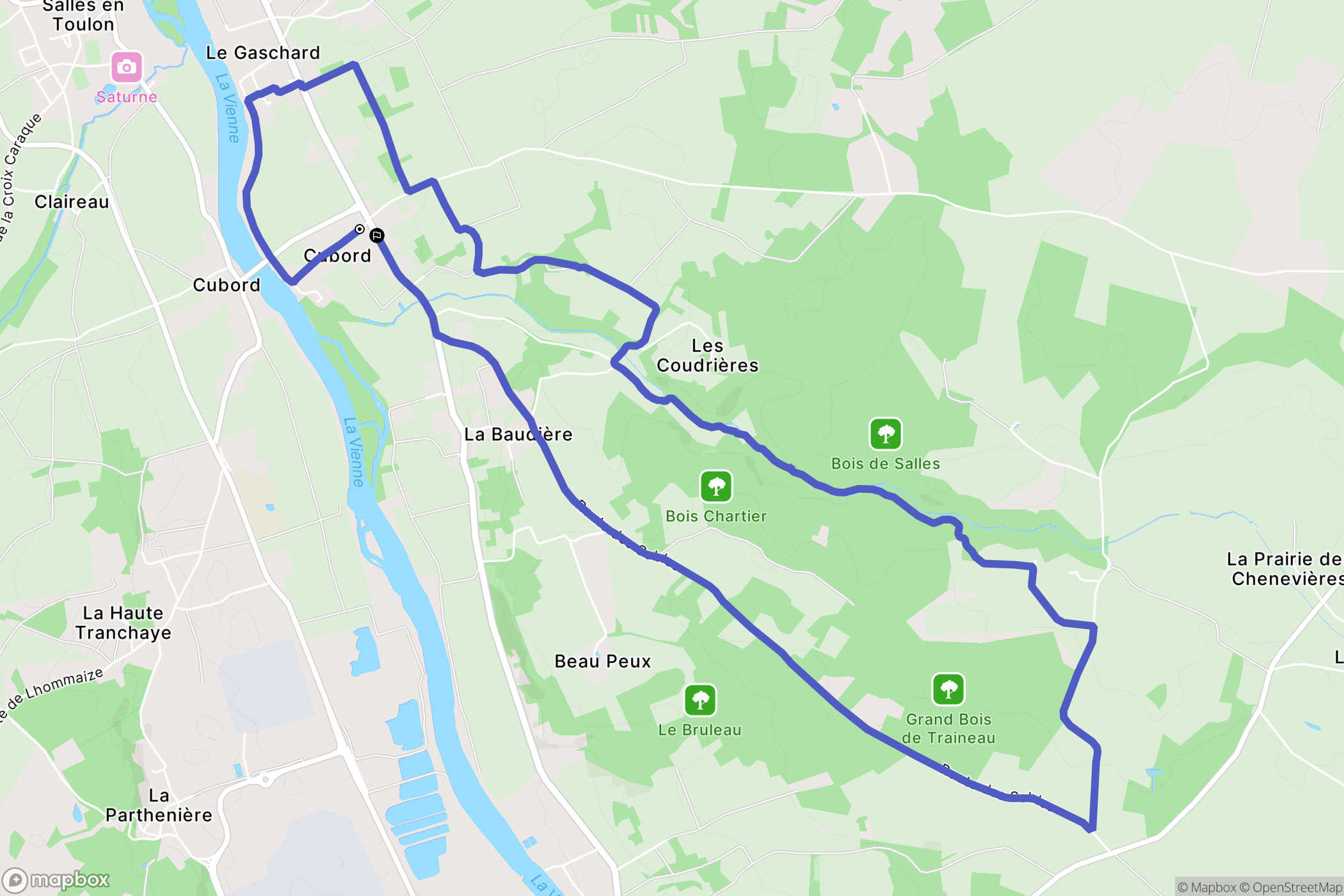 Valdivienne : carte du parcours de randonnée - France