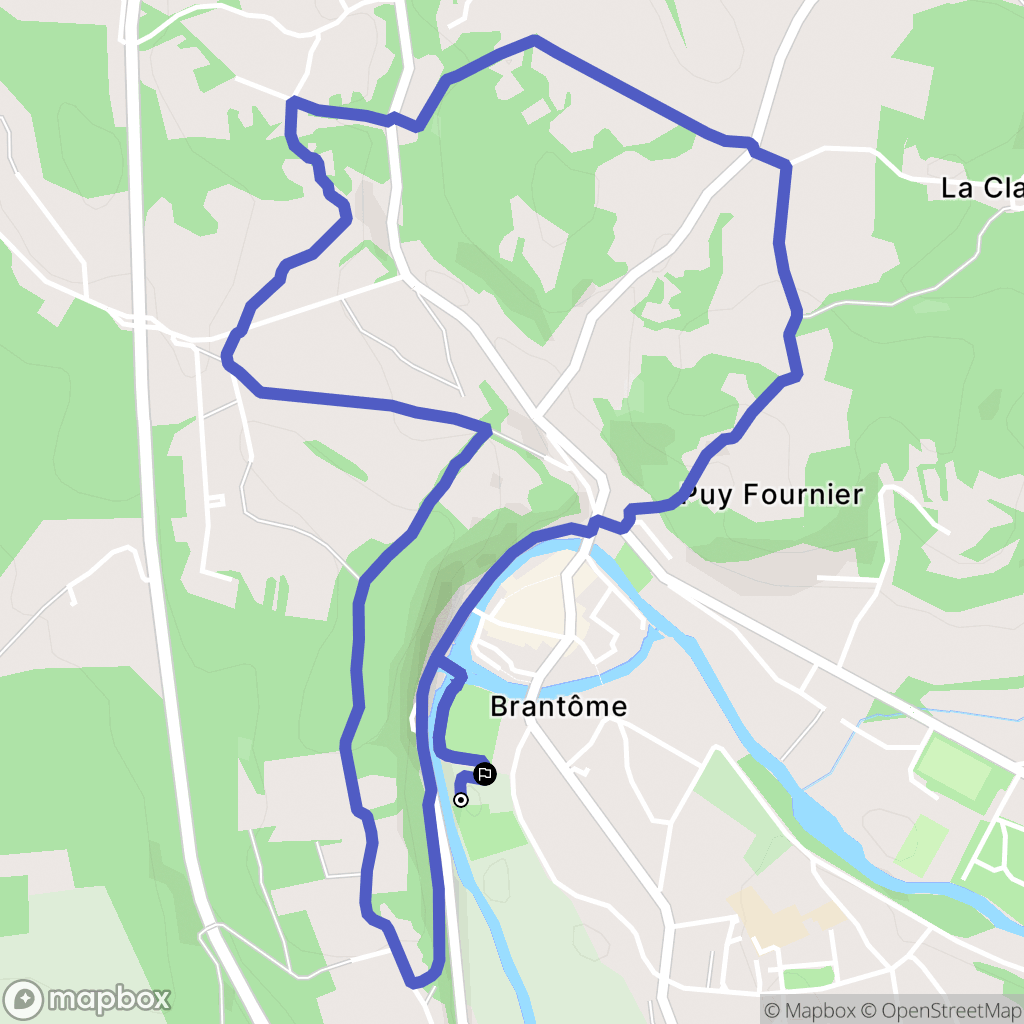 Brantôme en Périgord : carte du parcours de randonnée - France