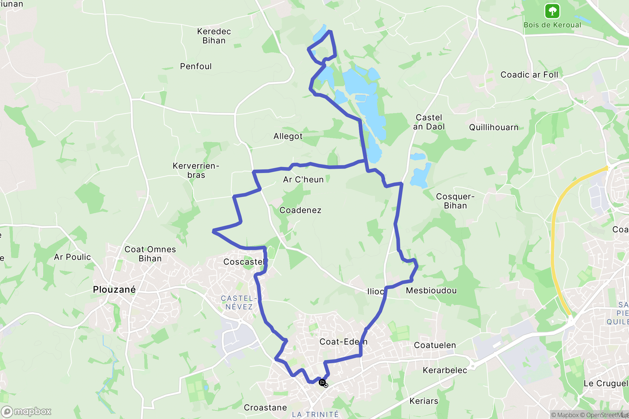 Plouzané : carte du parcours de randonnée - France