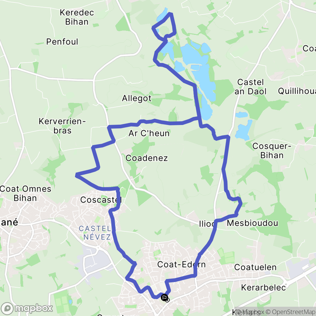Plouzané : carte du parcours de randonnée - France