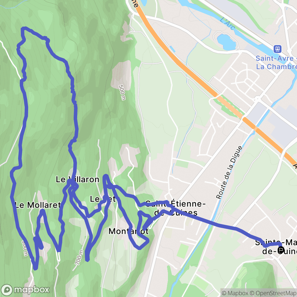 Sainte-Marie-de-Cuines : carte du parcours de randonnée - France