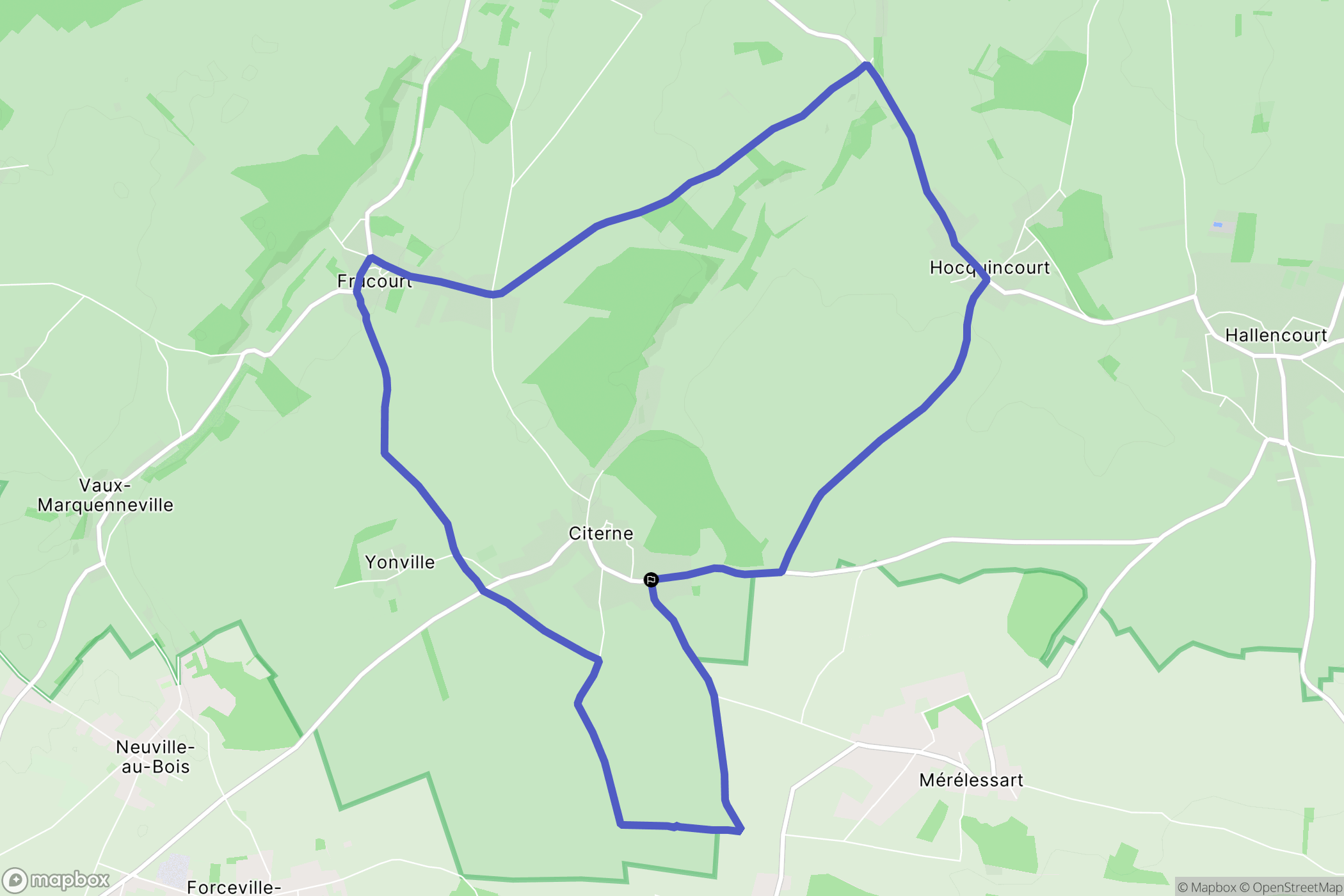 Citernes : carte du parcours de randonnée - France