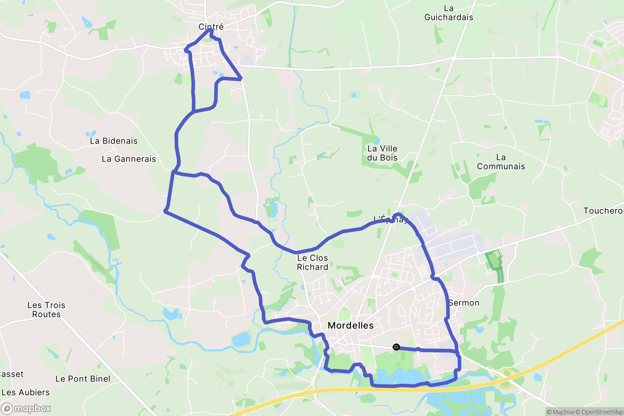 Mordelles : carte du parcours de randonnée - France