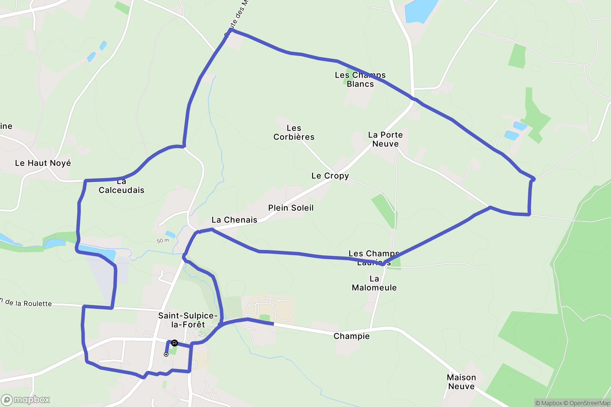 Saint-Sulpice-la-Forêt : carte du parcours de randonnée - France