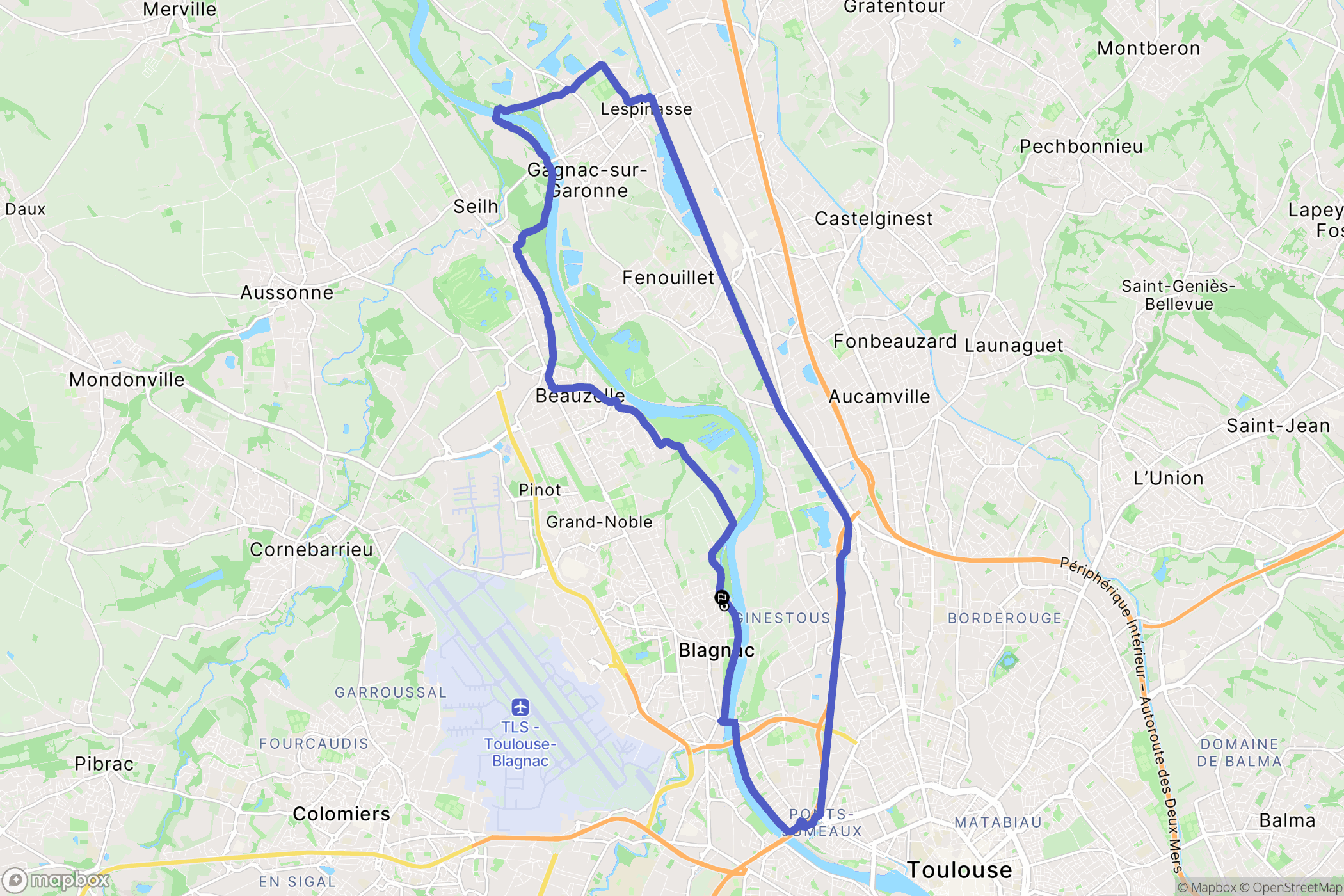 Blagnac : carte du parcours de randonnée - France