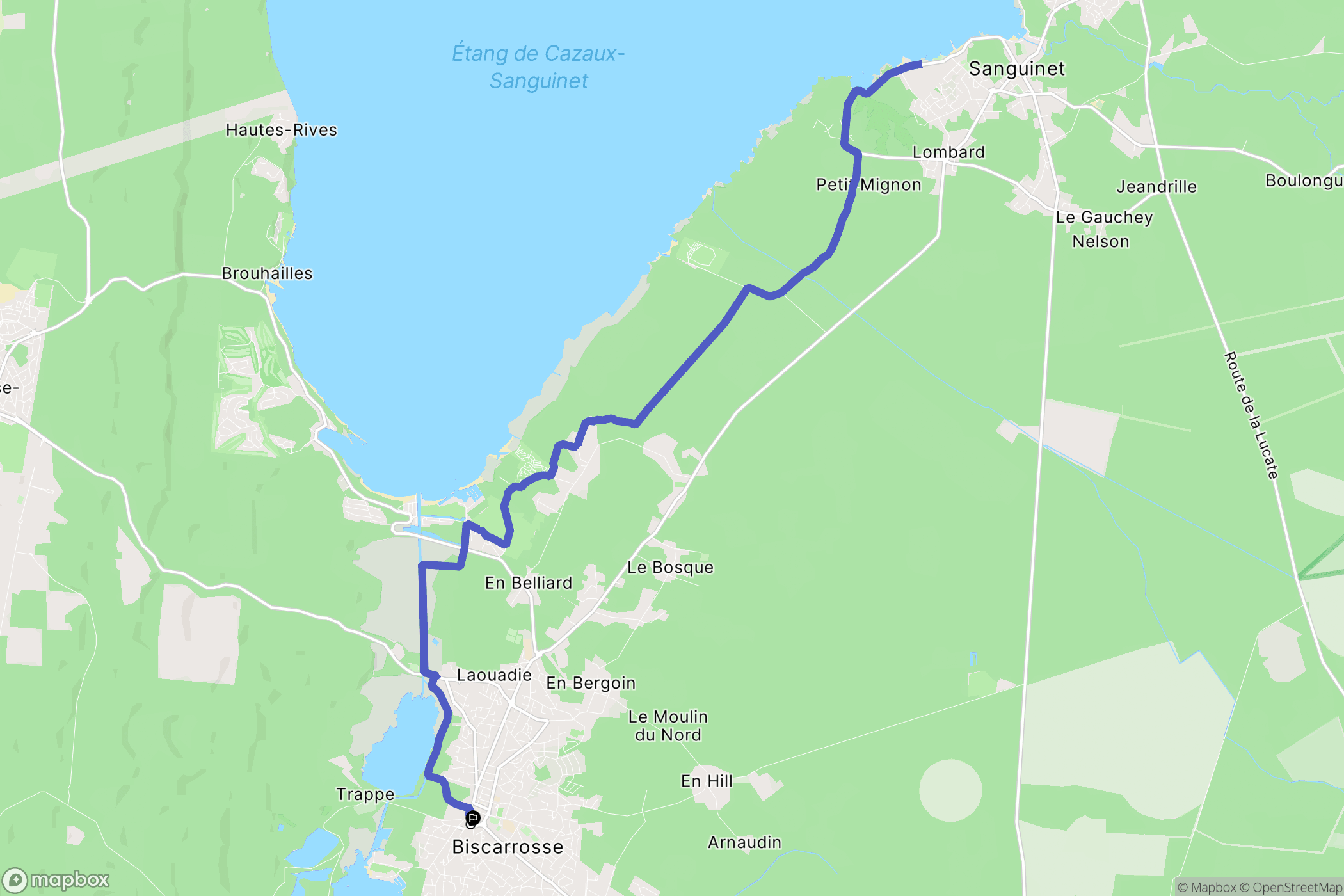 Biscarrosse : carte du parcours de randonnée - France